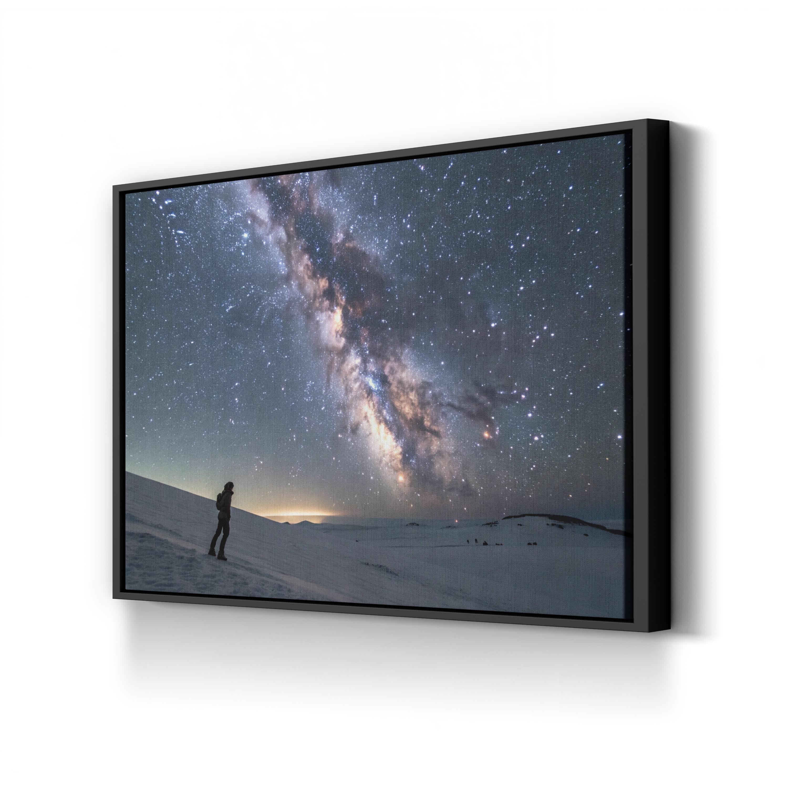 Milky Way Galaxy Snowy Night – Vintage Photography Wall Art | Stargazing Canvas Print