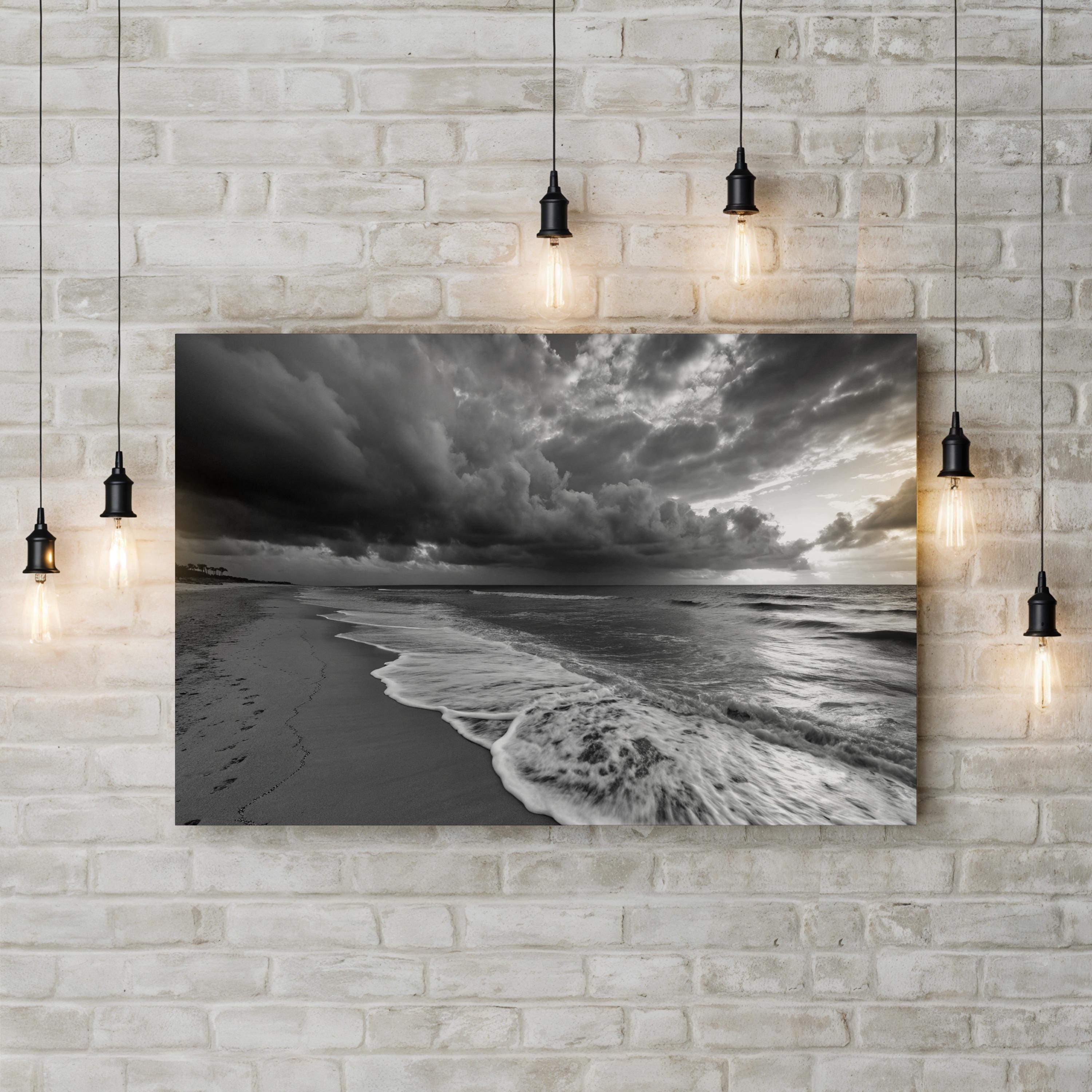 Bali Beach Ocean Wave – Vintage Photography Wall Art | Black & White Coastal Canvas Print