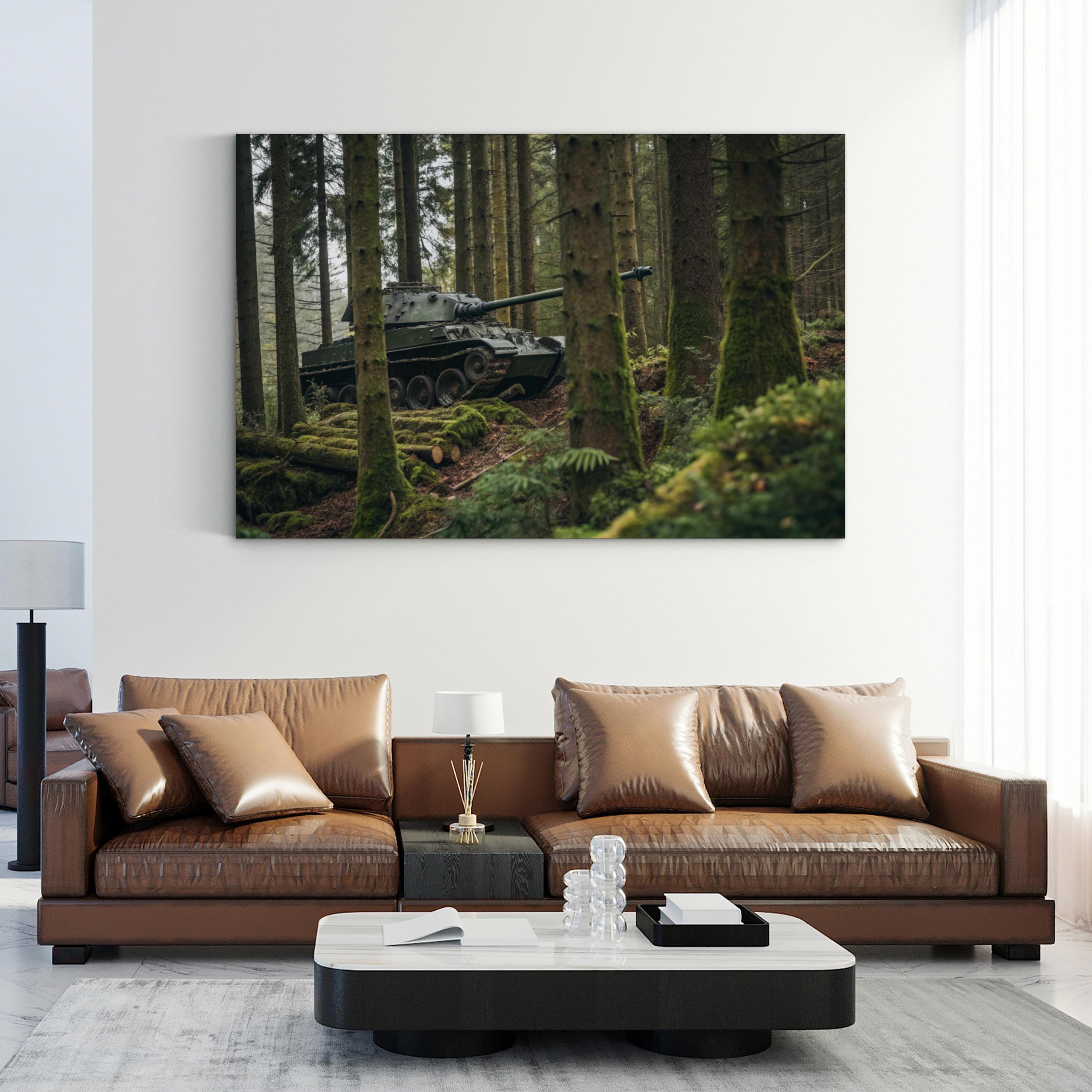 Belleau Wood Military Tank in Autumn Forest Landscape