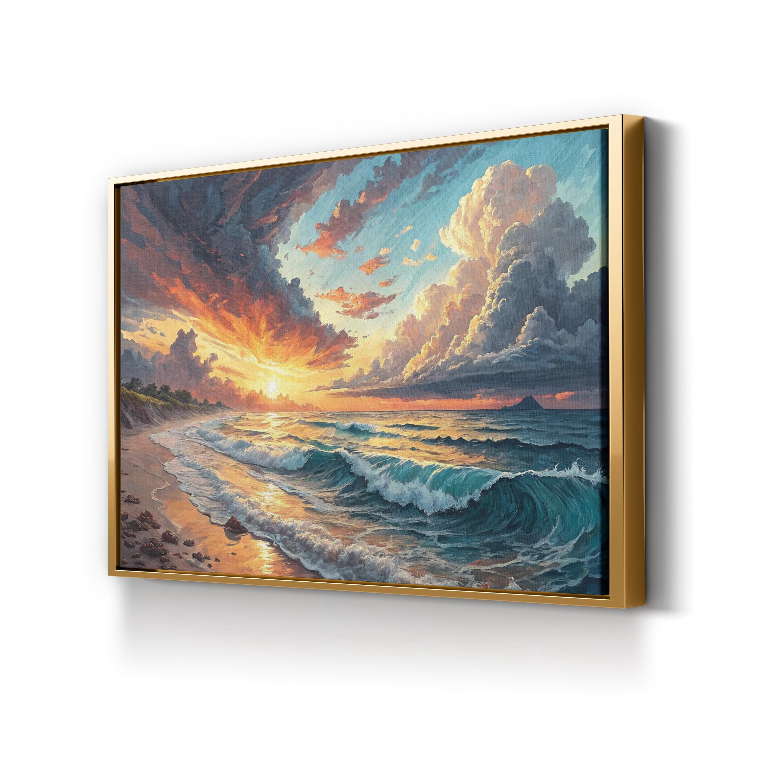 Coastal Ocean Waves Horizon View: Contemporary Seascape Photography