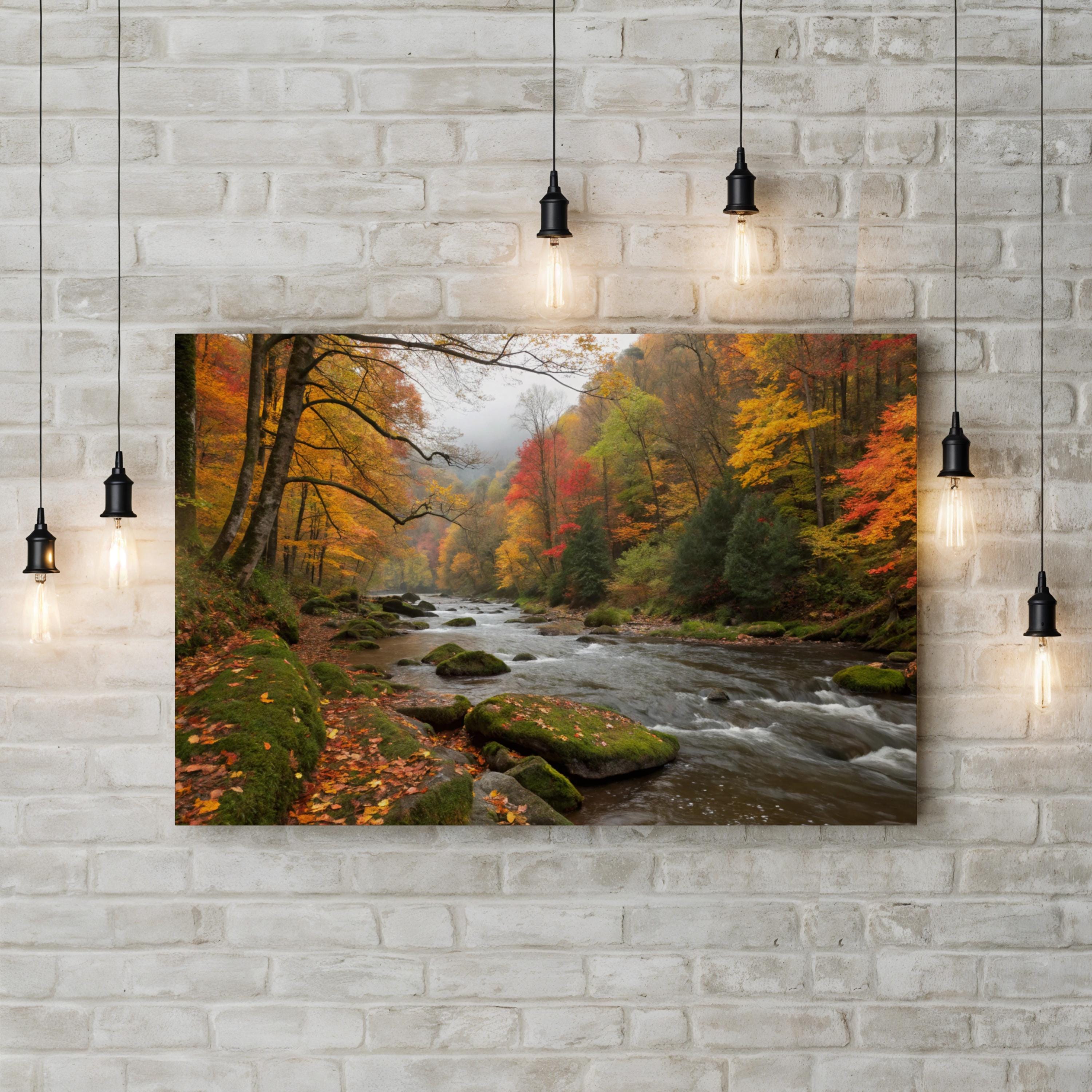 Black River Catskills Autumn – Vintage Photography Wall Art | Scenic Nature Canvas Print