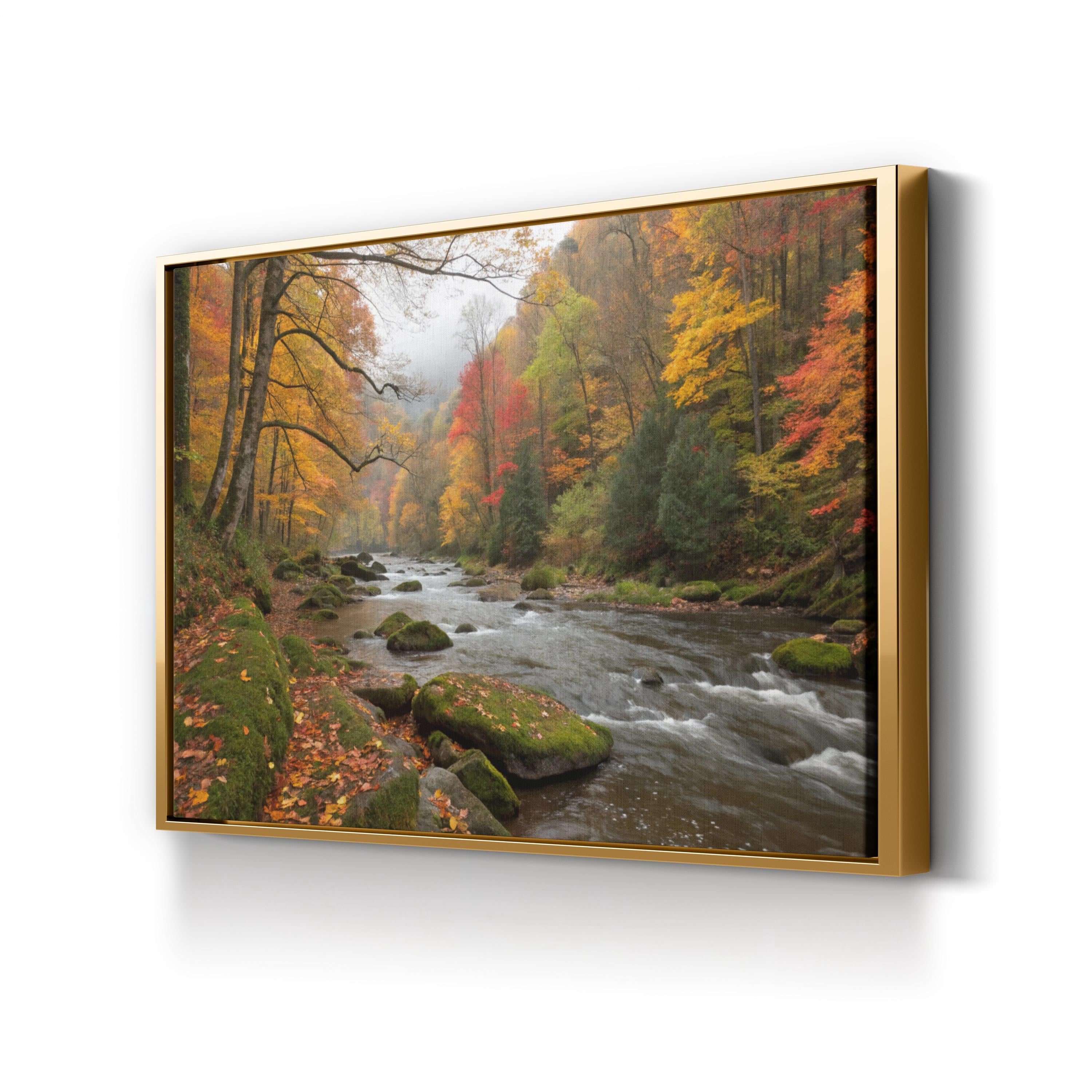 Black River Catskills Autumn – Vintage Photography Wall Art | Scenic Nature Canvas Print