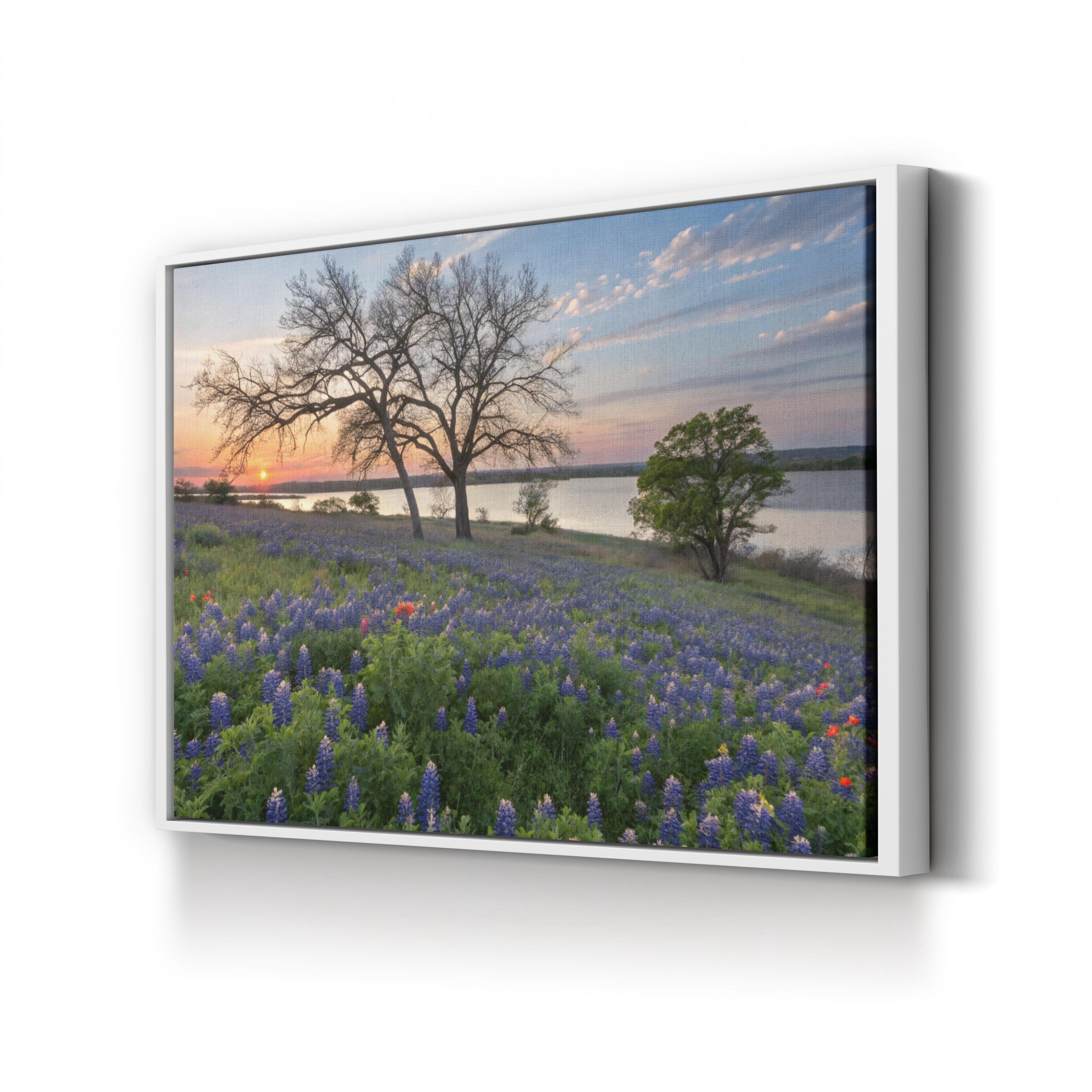 Bluebonnet Wildflower Field Canvas Art: Texas Landscape Painting