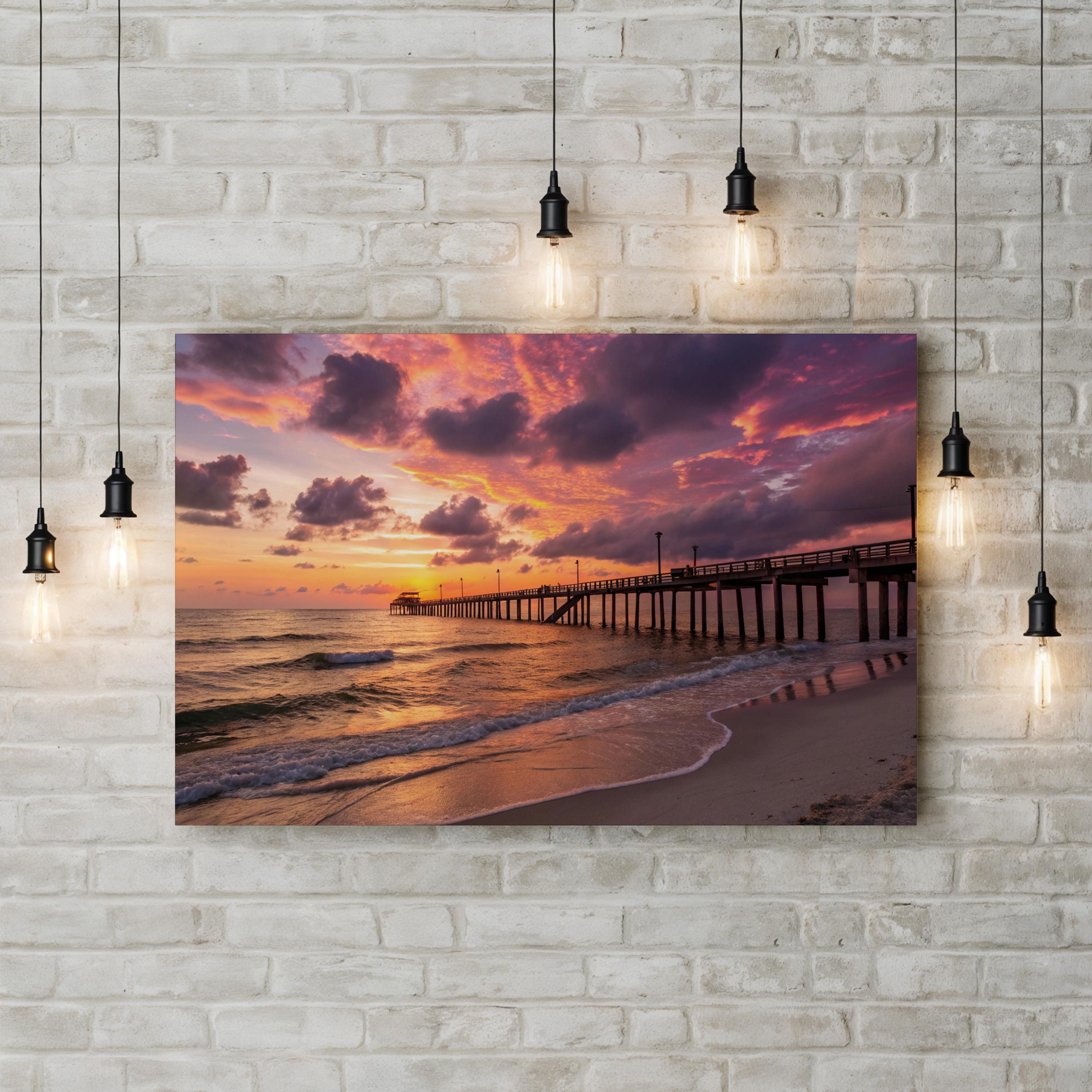 Corpus Christi Pier at Sunset — Corpus Christi, Texas Coastal Canvas Wall Art