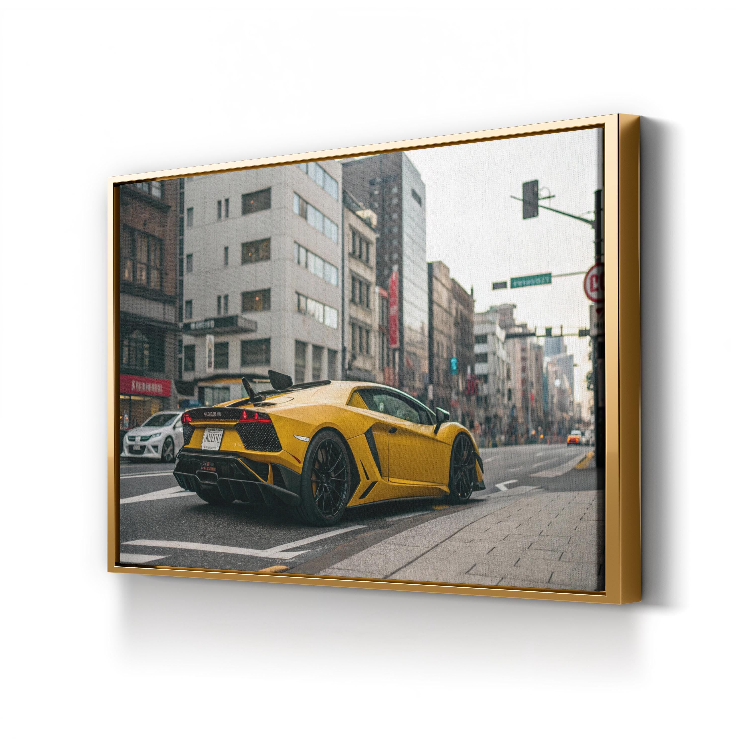 Epic Boss Fight Supercar – Period Illustration Wall Art | Urban Action Canvas Print