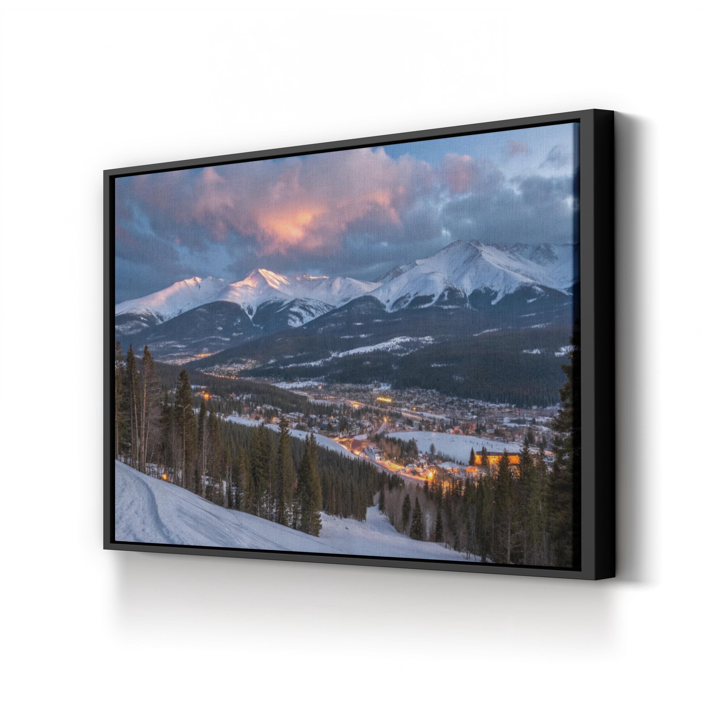 Breckenridge Snowy Mountain Dusk – Vintage Photography Wall Art | Rocky Mountain Canvas Print