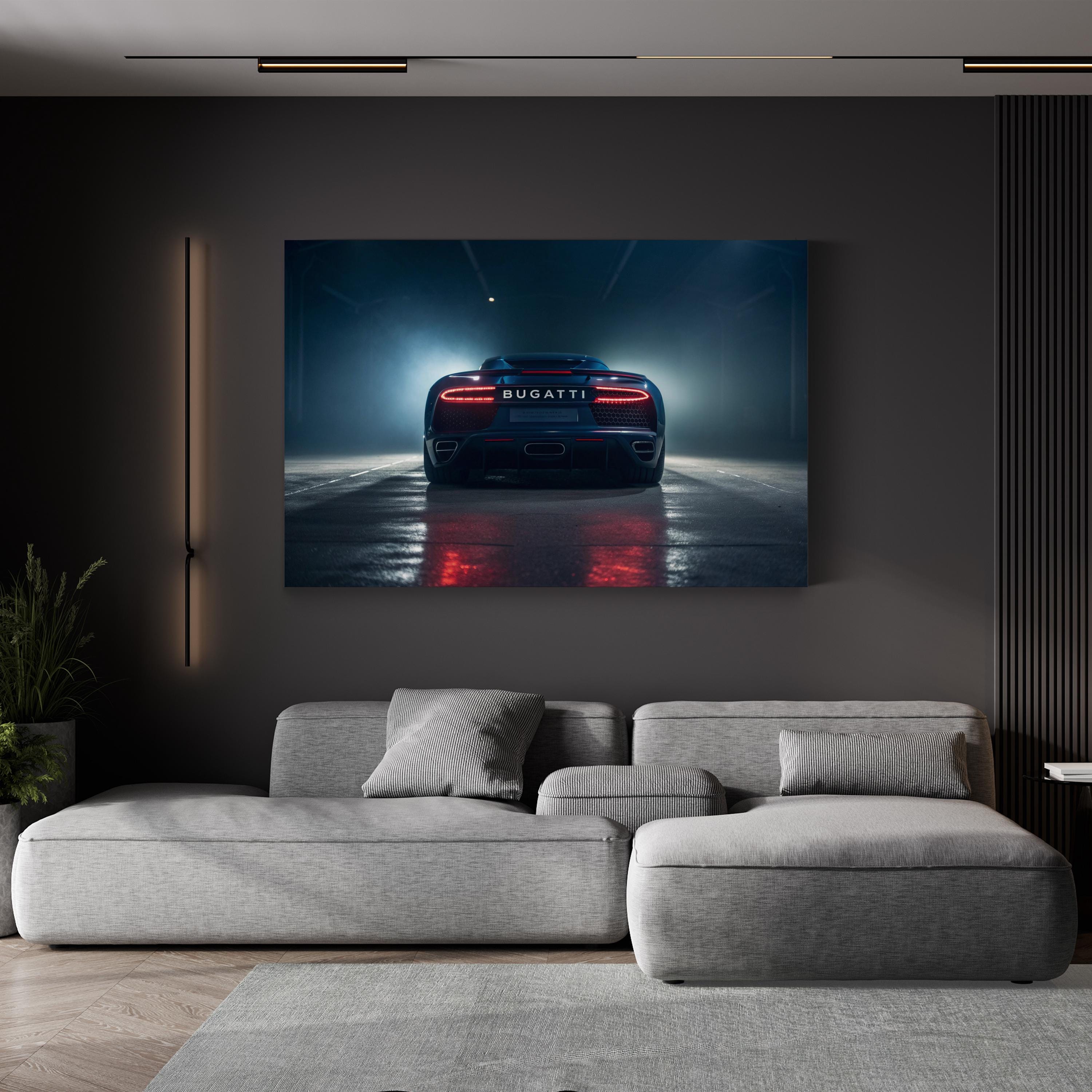 Bugatti V3 Canvas Art – Luxury Sports Car Rear View