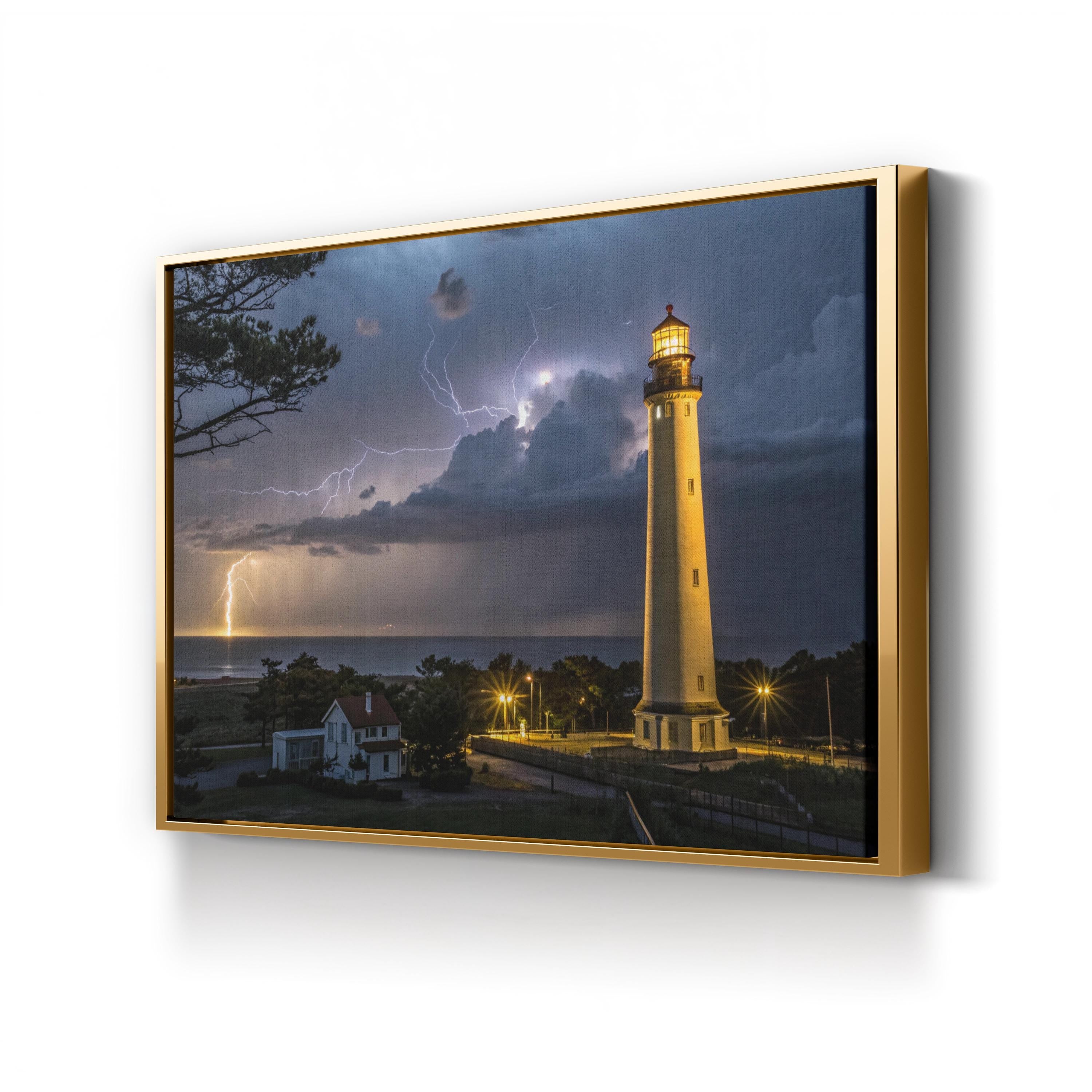 Cape May Lighthouse Storm – Vintage Photography Wall Art | Nautical Canvas Print