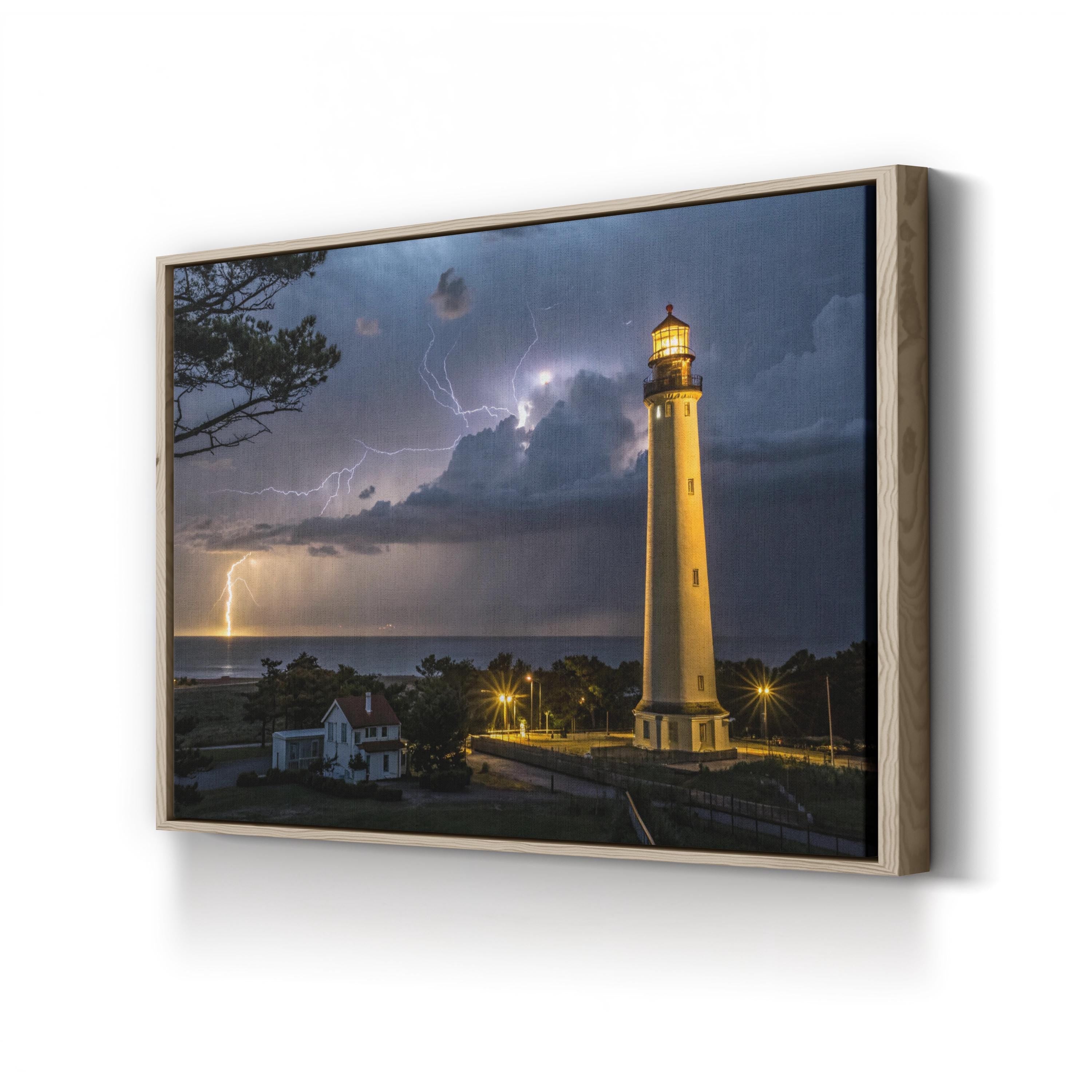 Cape May Lighthouse Storm – Vintage Photography Wall Art | Nautical Canvas Print
