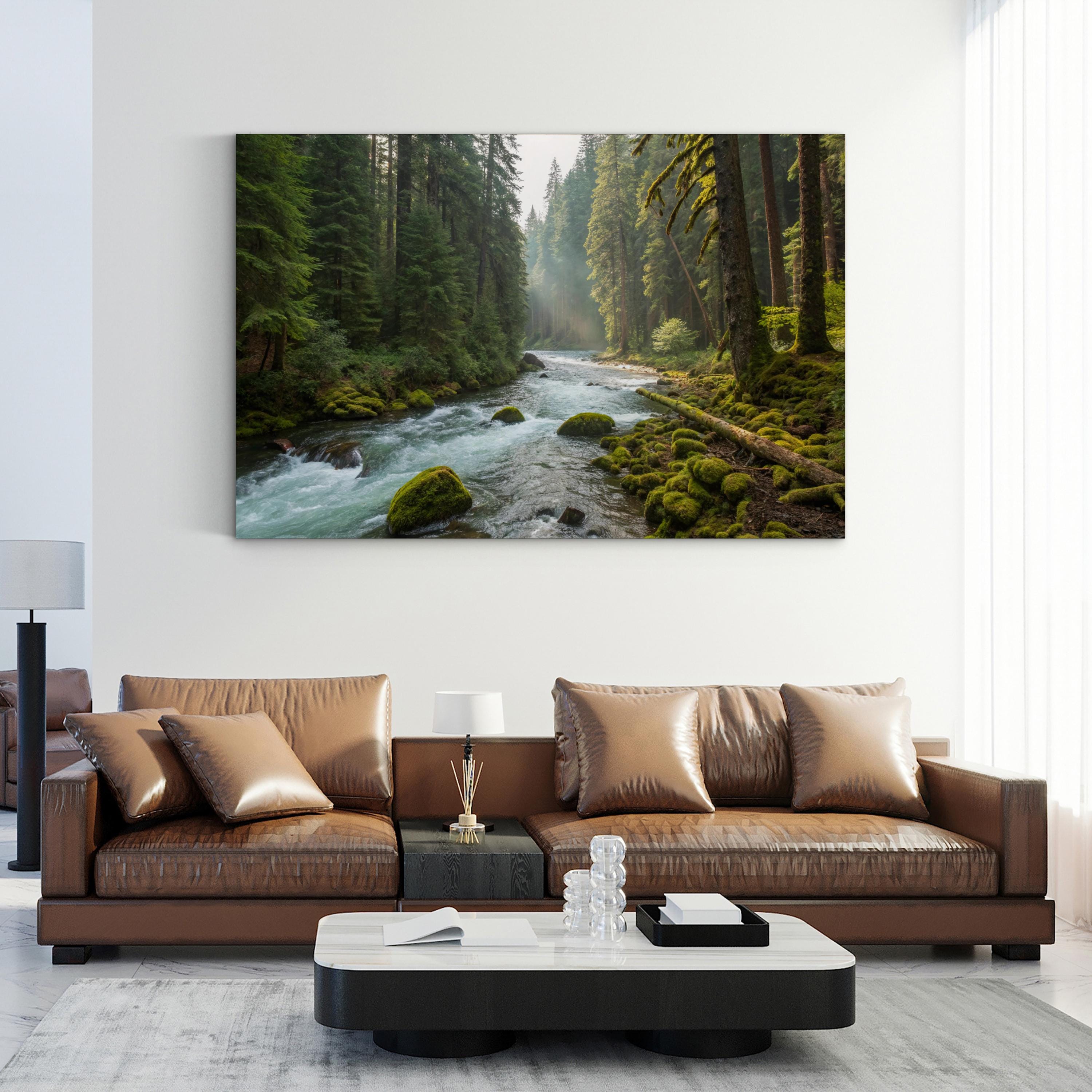 Waterfall River Forest – Vintage Photography Wall Art | Serene Landscape Canvas Print