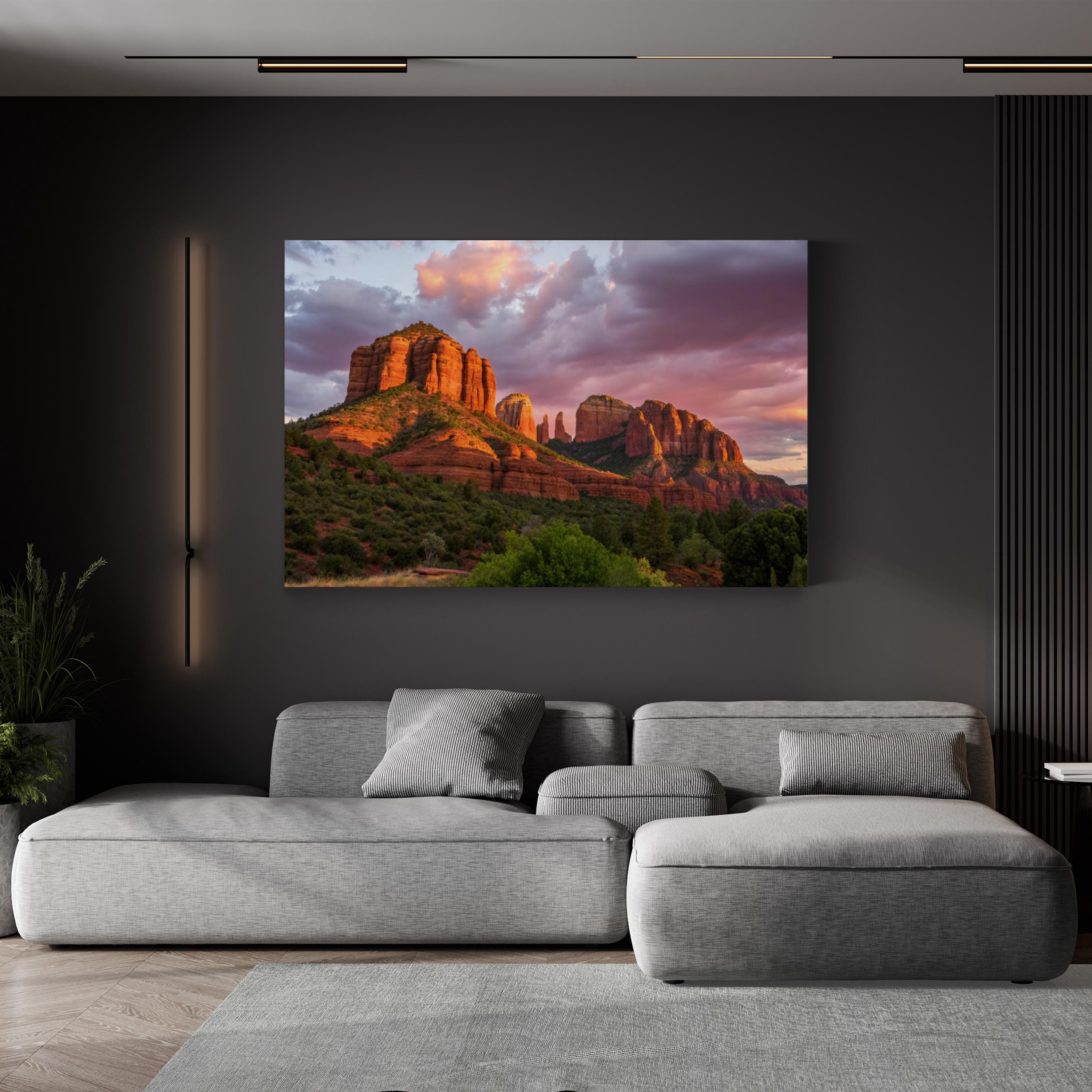 Cathedral Rock Sedona Sunset – Vintage Photography Wall Art | Desert Canvas Print