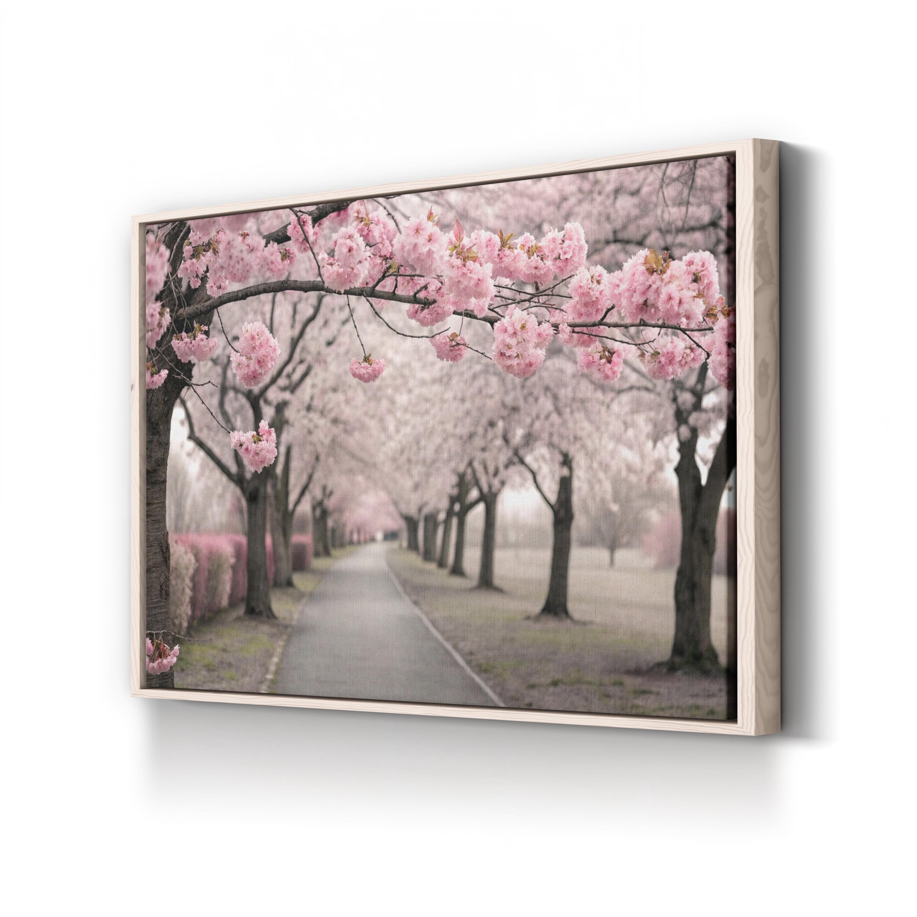 Cherry Blossom Alley – Vintage Photography Wall Art | Spring Floral Pathway Canvas Print