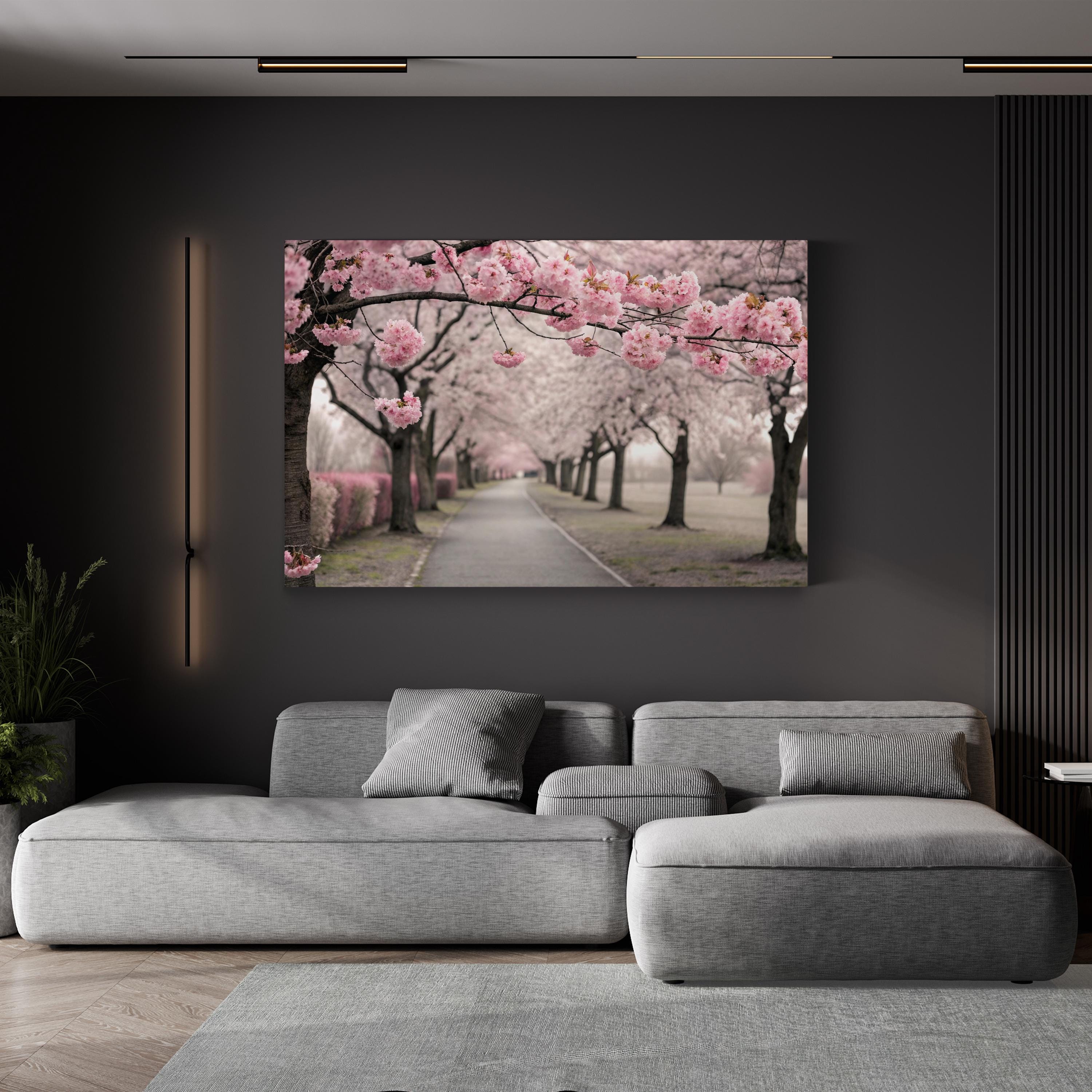 Cherry Blossom Alley – Vintage Photography Wall Art | Spring Floral Pathway Canvas Print