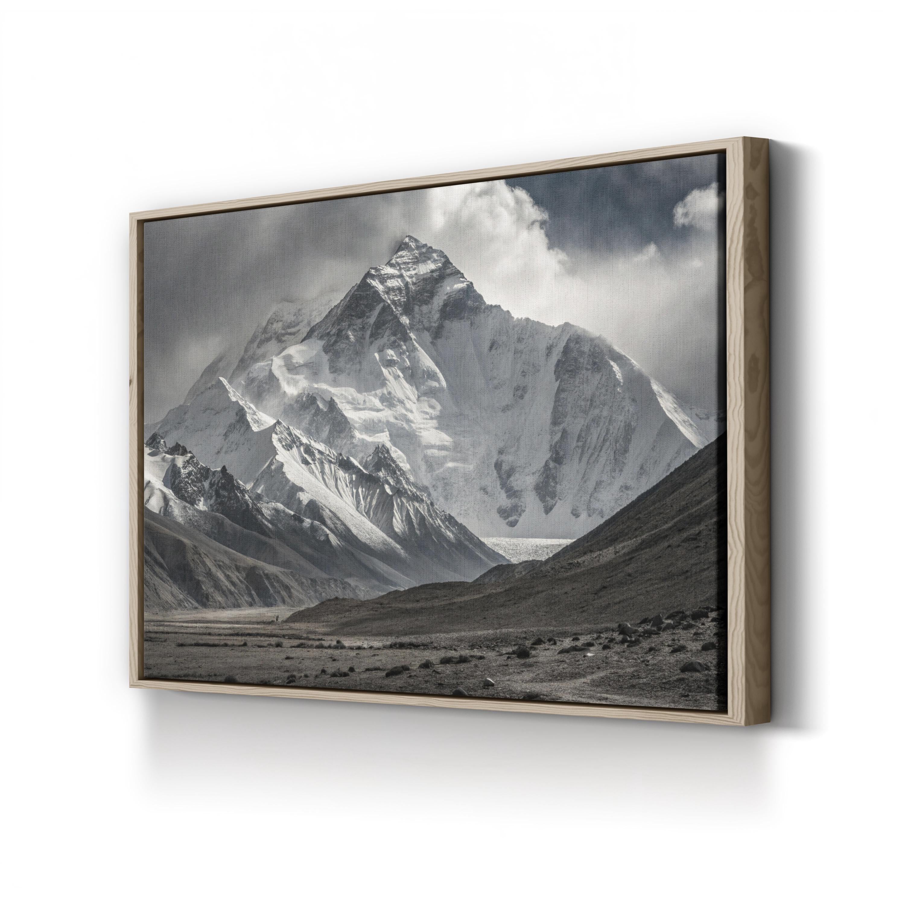 Everest – Vintage Photography Wall Art | Black & White Mountain Canvas Print