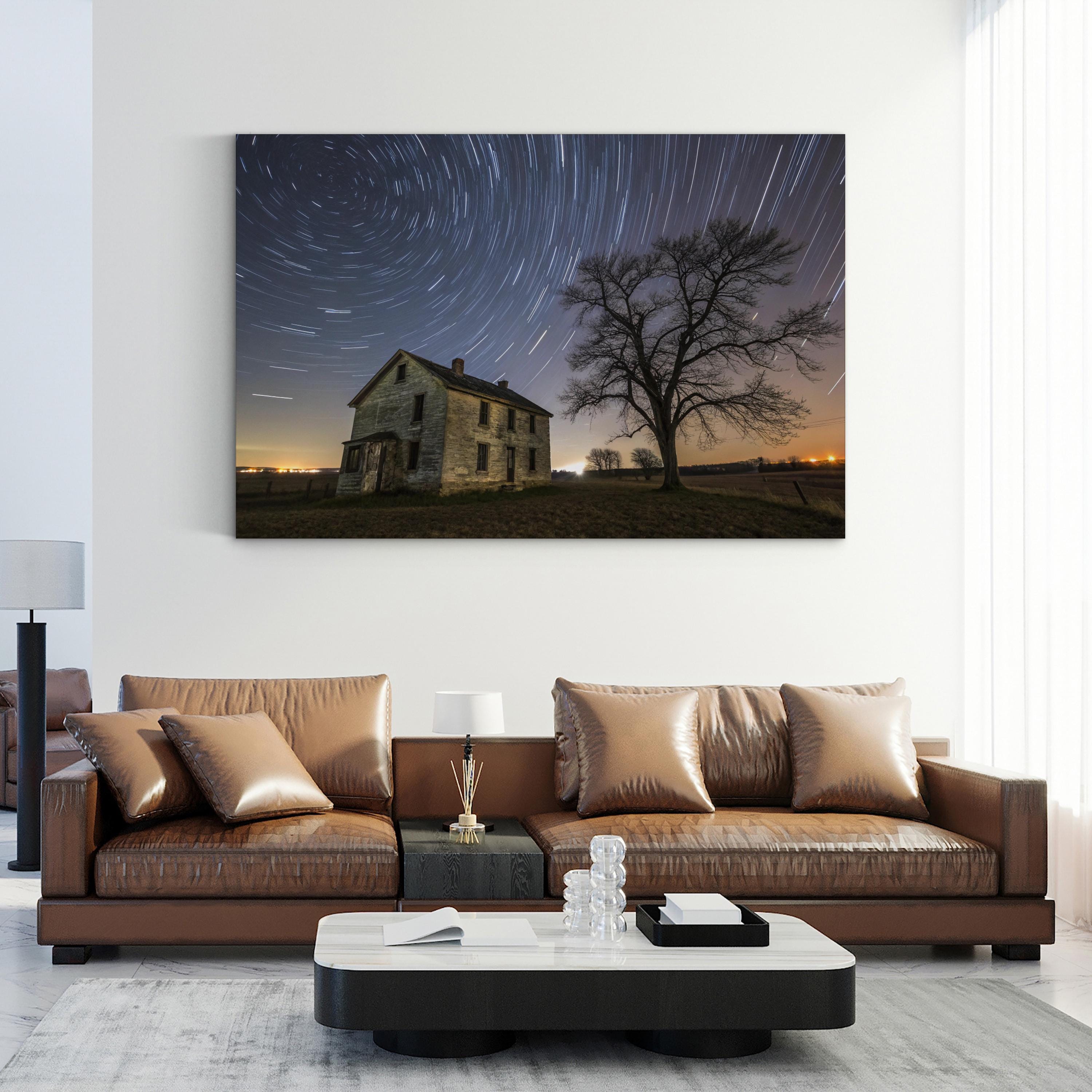 Civil War House Starry Night – Vintage Photography Wall Art | Historic Landscape Canvas Print