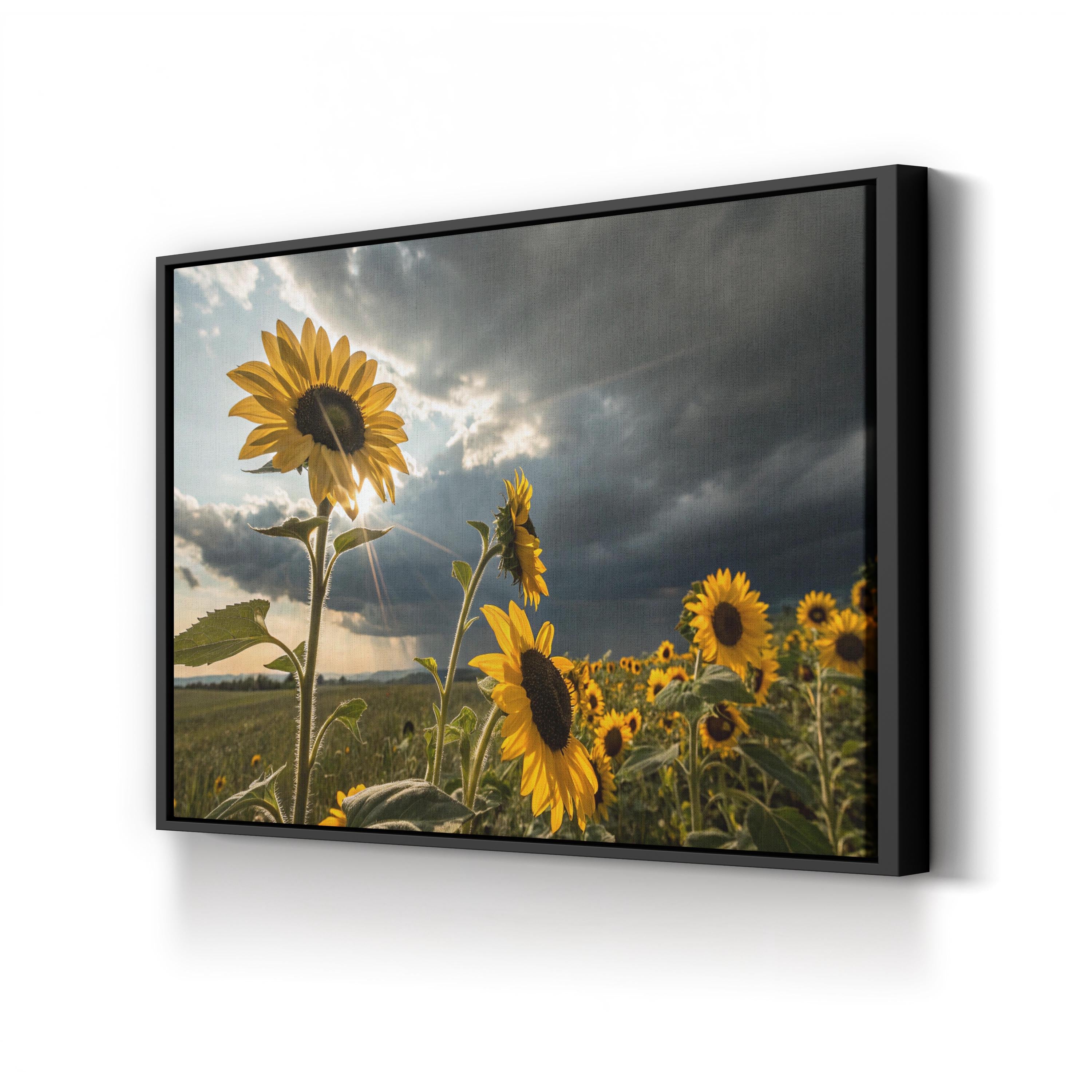 Sunflower Field at Dusk – Vintage Photography Wall Art | Dramatic Landscape Canvas Print