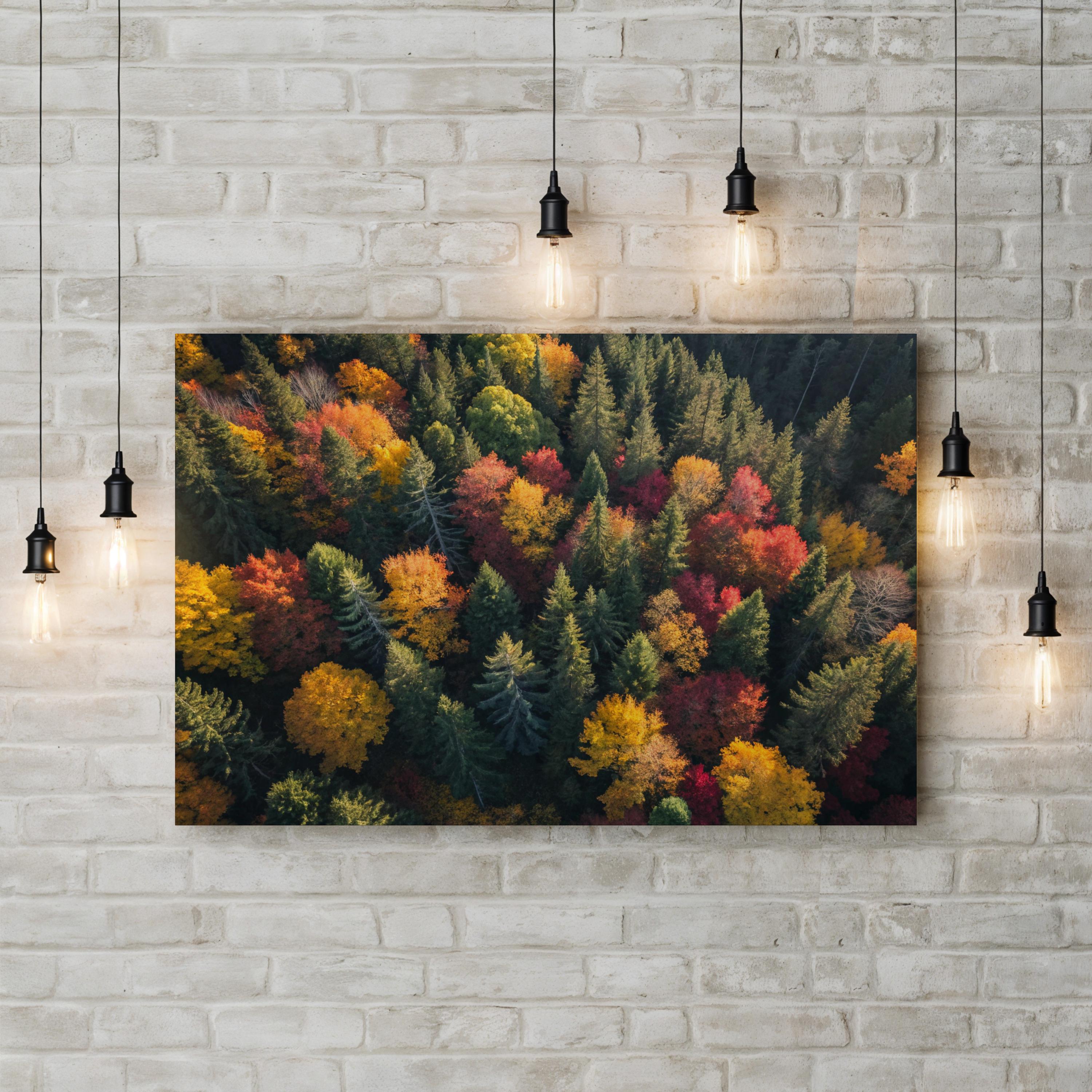 Autumn Forest Canopy Aerial – Vintage Photography Wall Art | Fall Foliage Canvas Print
