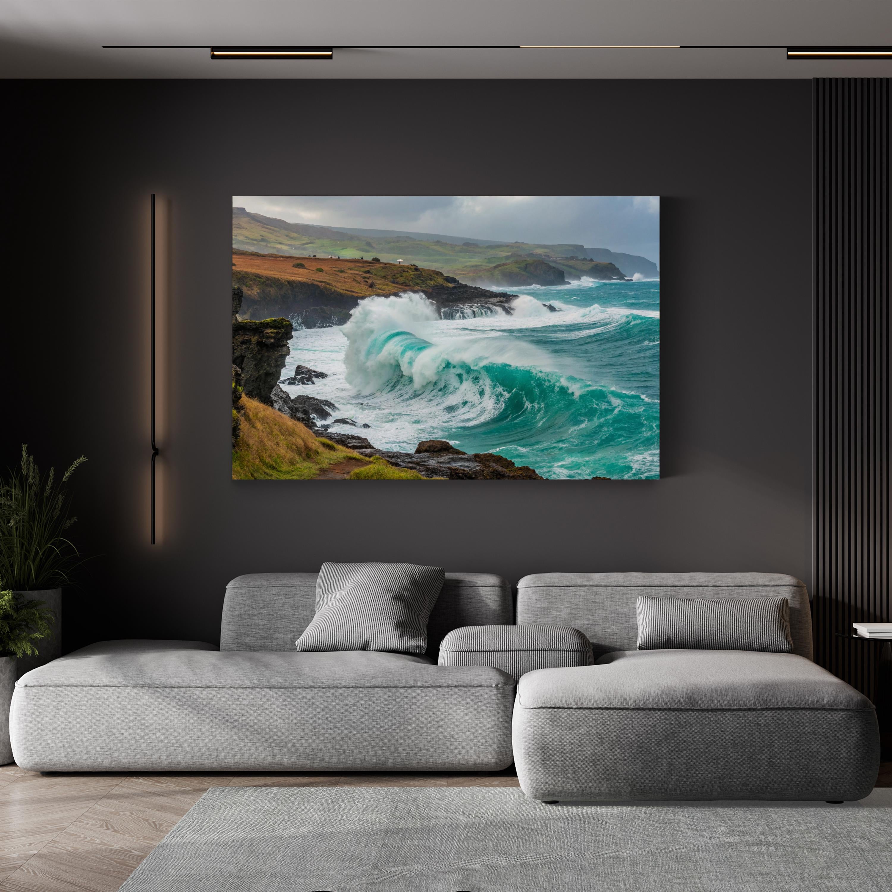 Powerful Crashing Ocean— Coastal Seascape Canvas Wall Art for Living Room Décor
