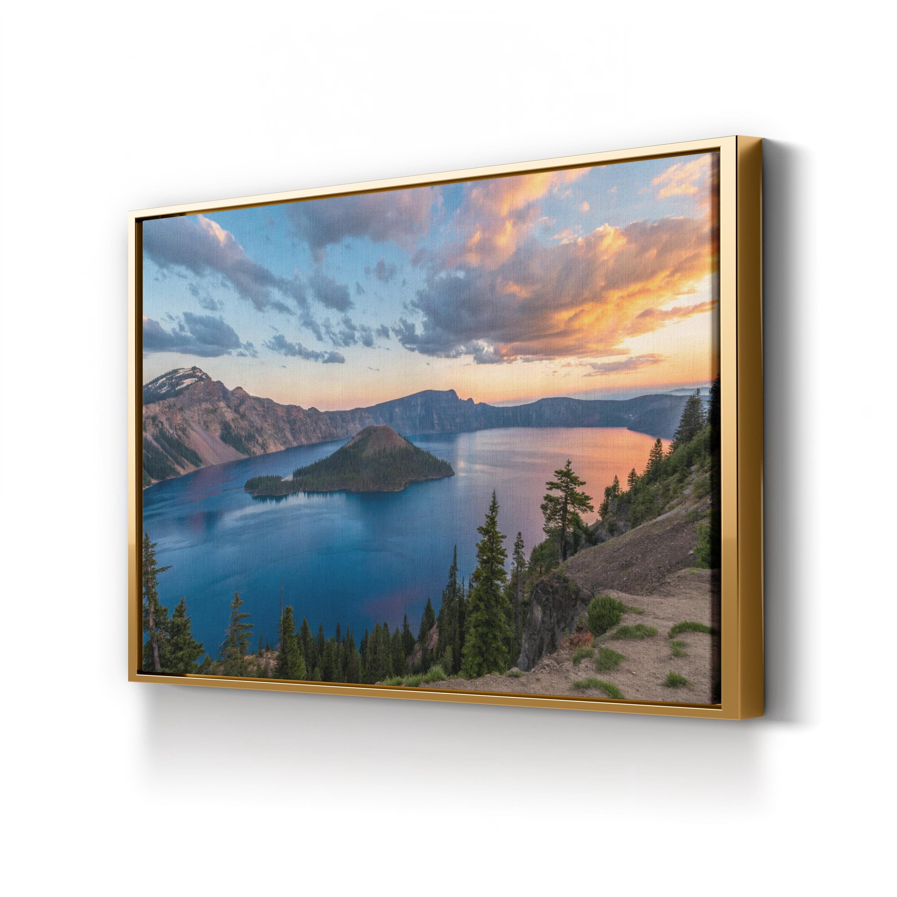 Crater Lake Sunrise — Crater Lake National Park, Oregon Mountain Landscape Canvas Wall Art