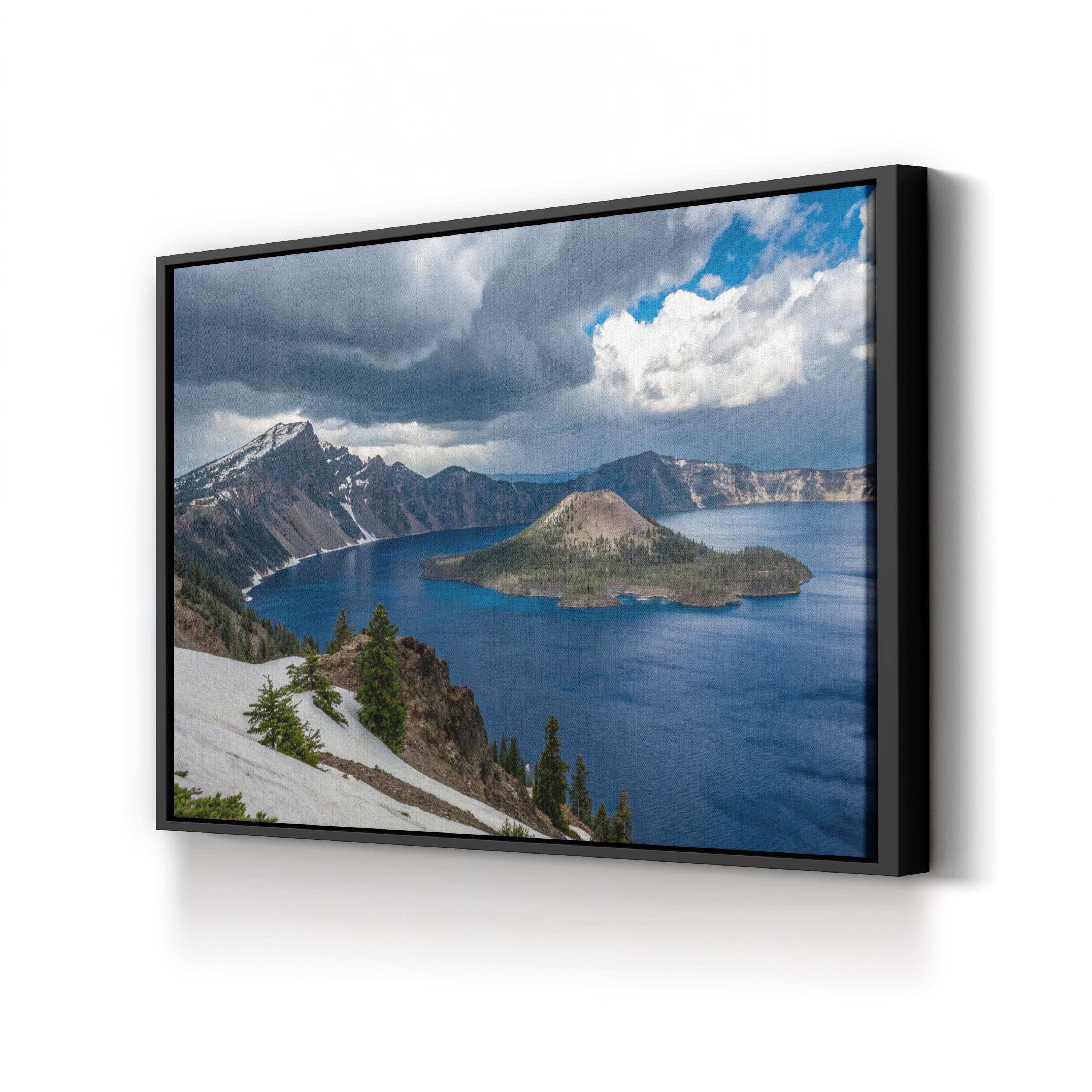 Crater Lake Canvas Art — Framed Mountain Landscape Photography