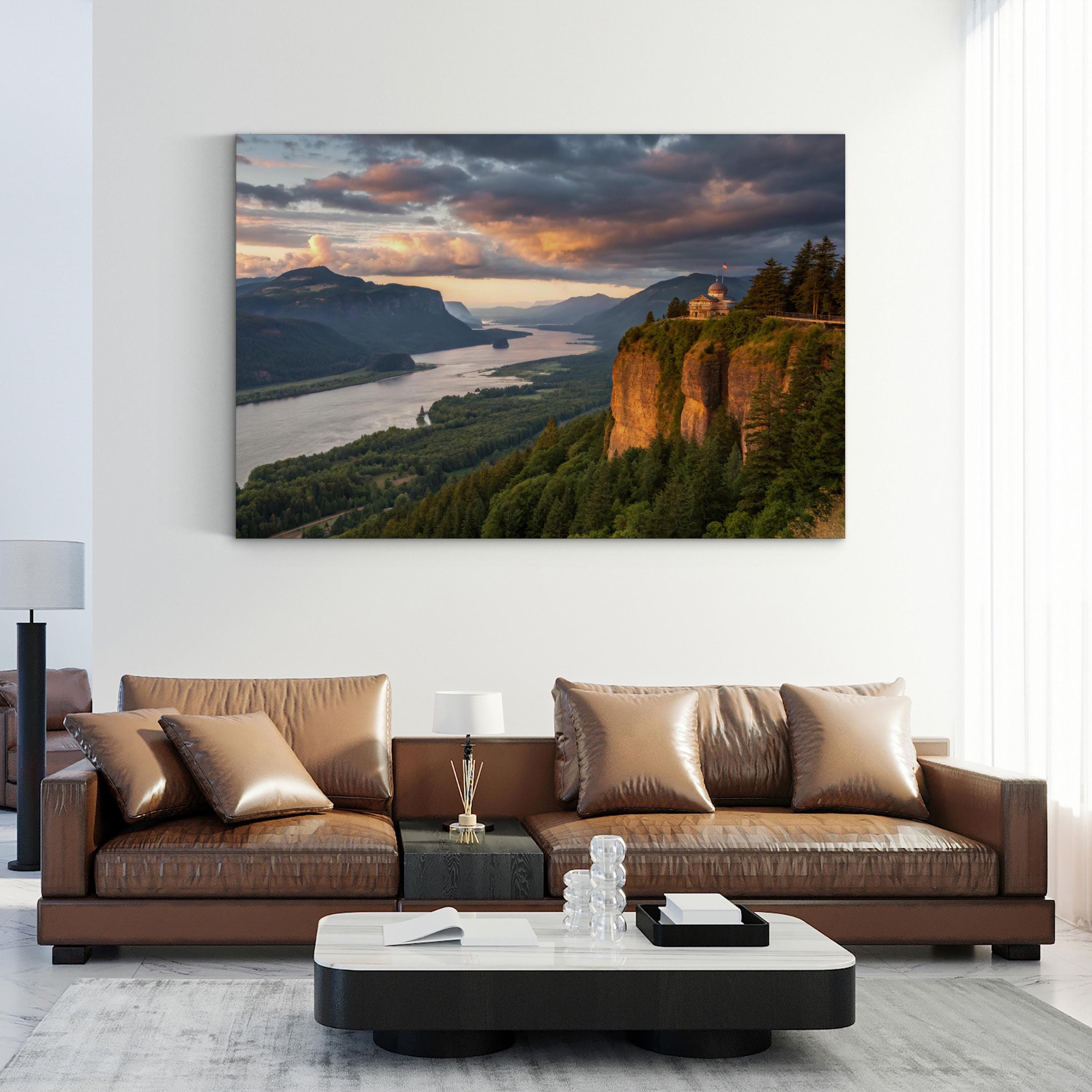Columbia River Gorge Sunset – Vintage Photography Wall Art | Scenic Landscape Canvas Print