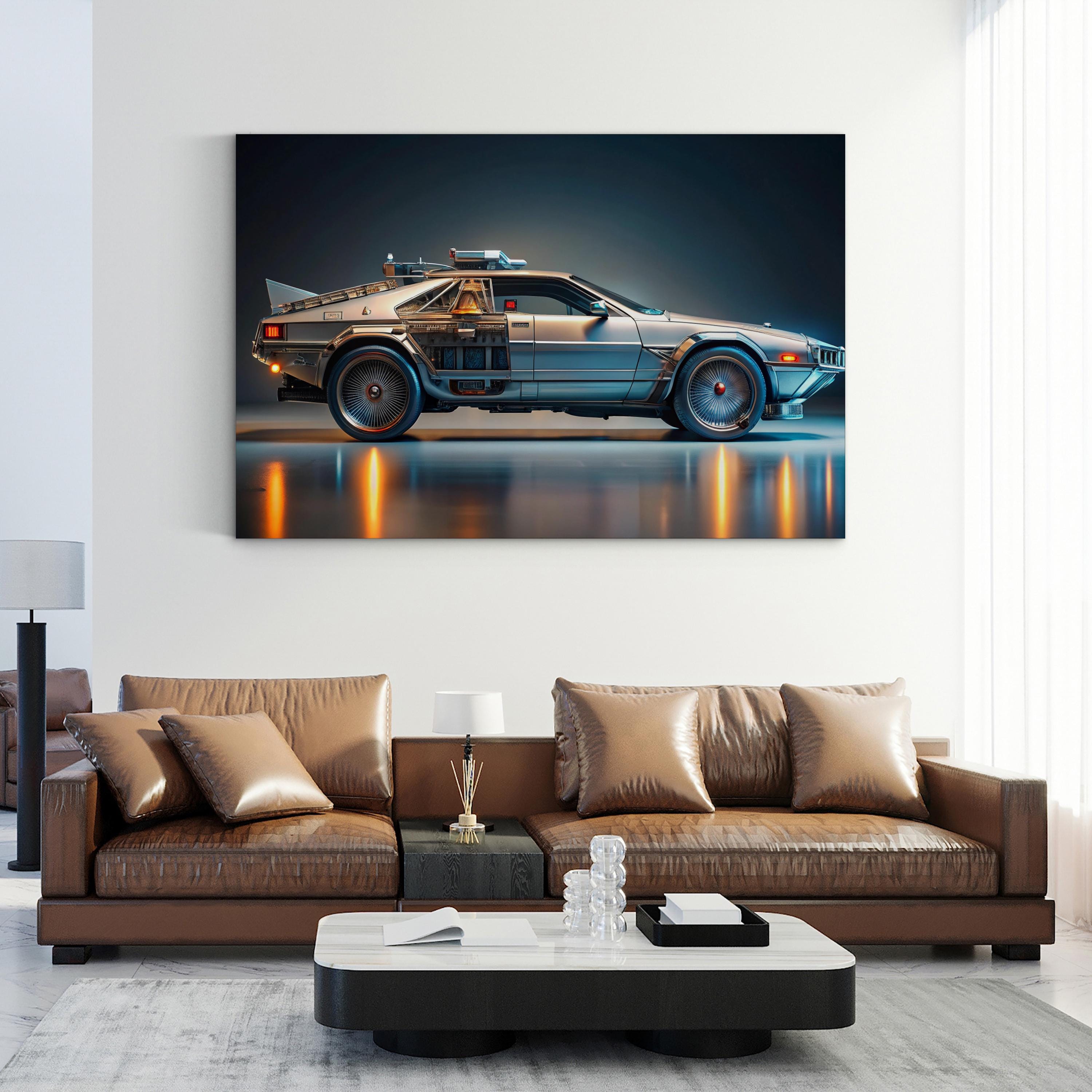 DeLorean Time Machine – Vintage Photography Wall Art | Movie Car Canvas Print