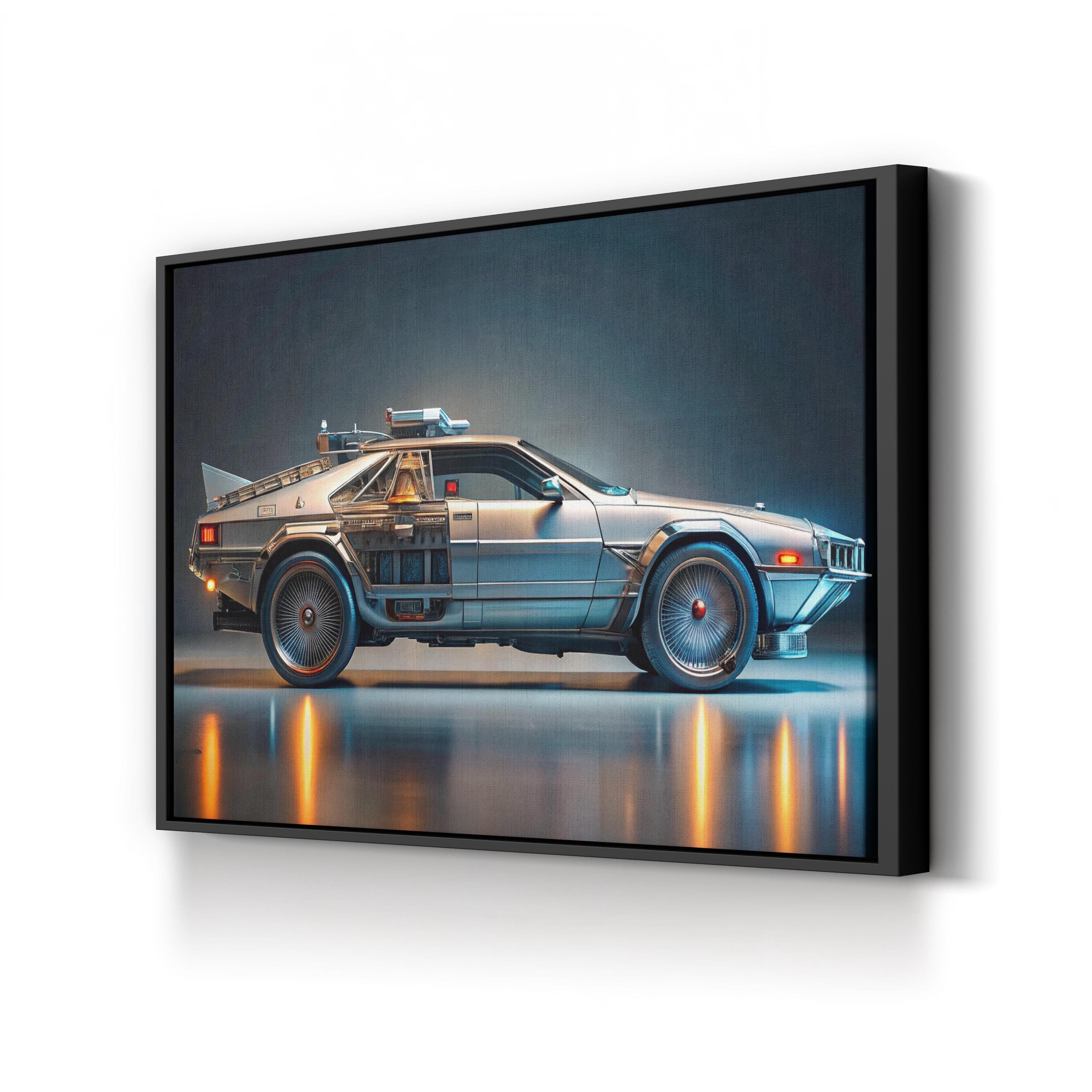 DeLorean Time Machine – Vintage Photography Wall Art | Movie Car Canvas Print