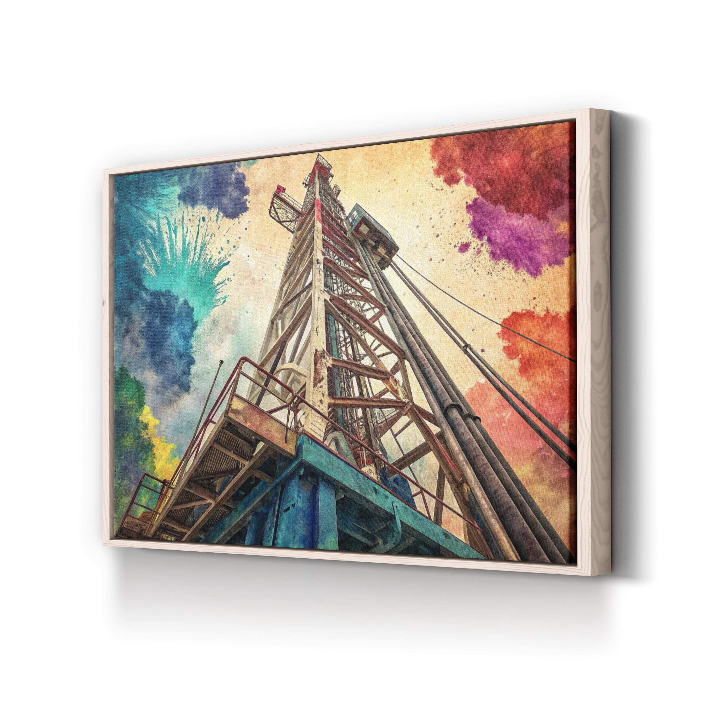 Drilling Rig Wall Art – Industrial Structure | Modern Abstract Energy Canvas Print