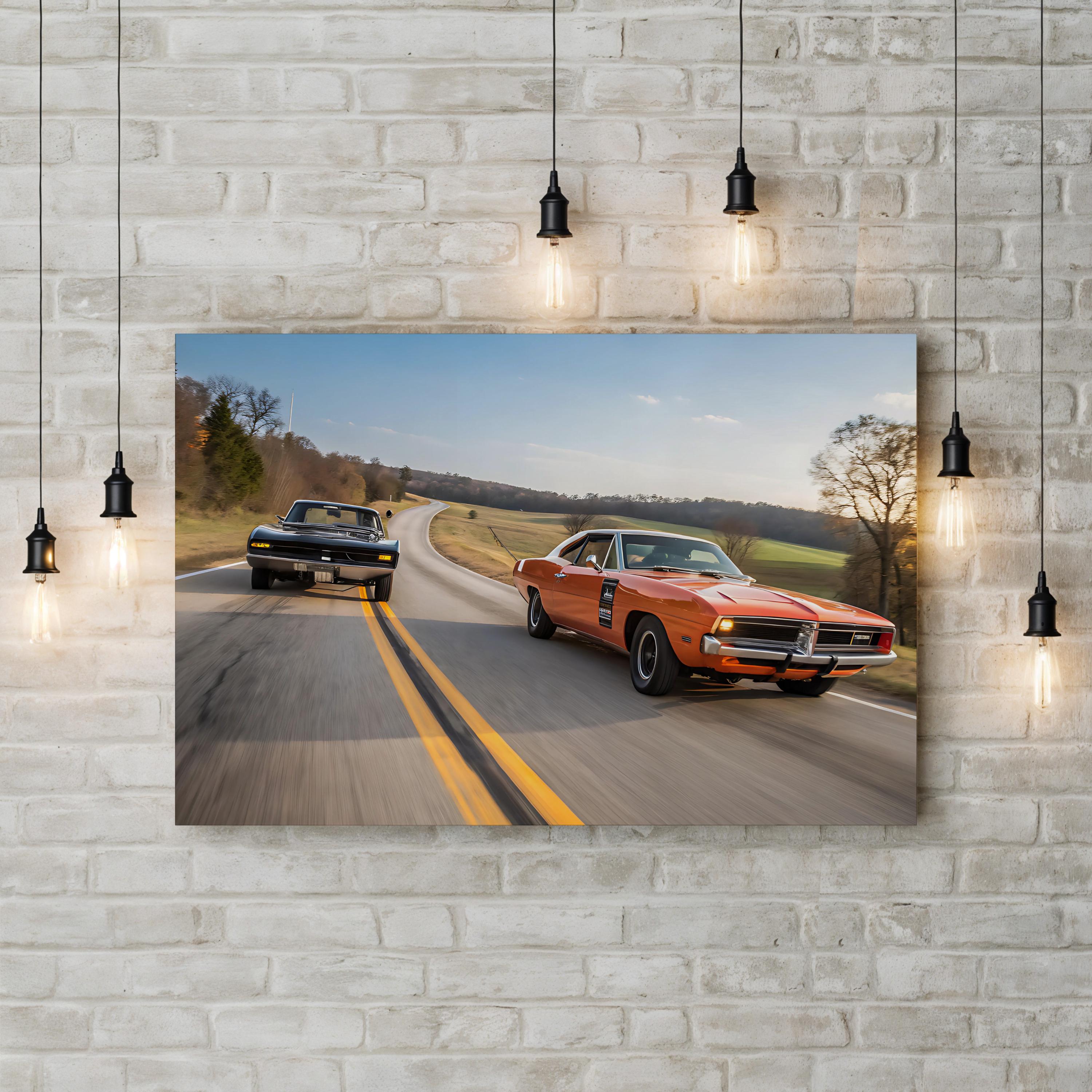 Smokey Muscle Car – Vintage Photography Wall Art | American Racing Canvas Print