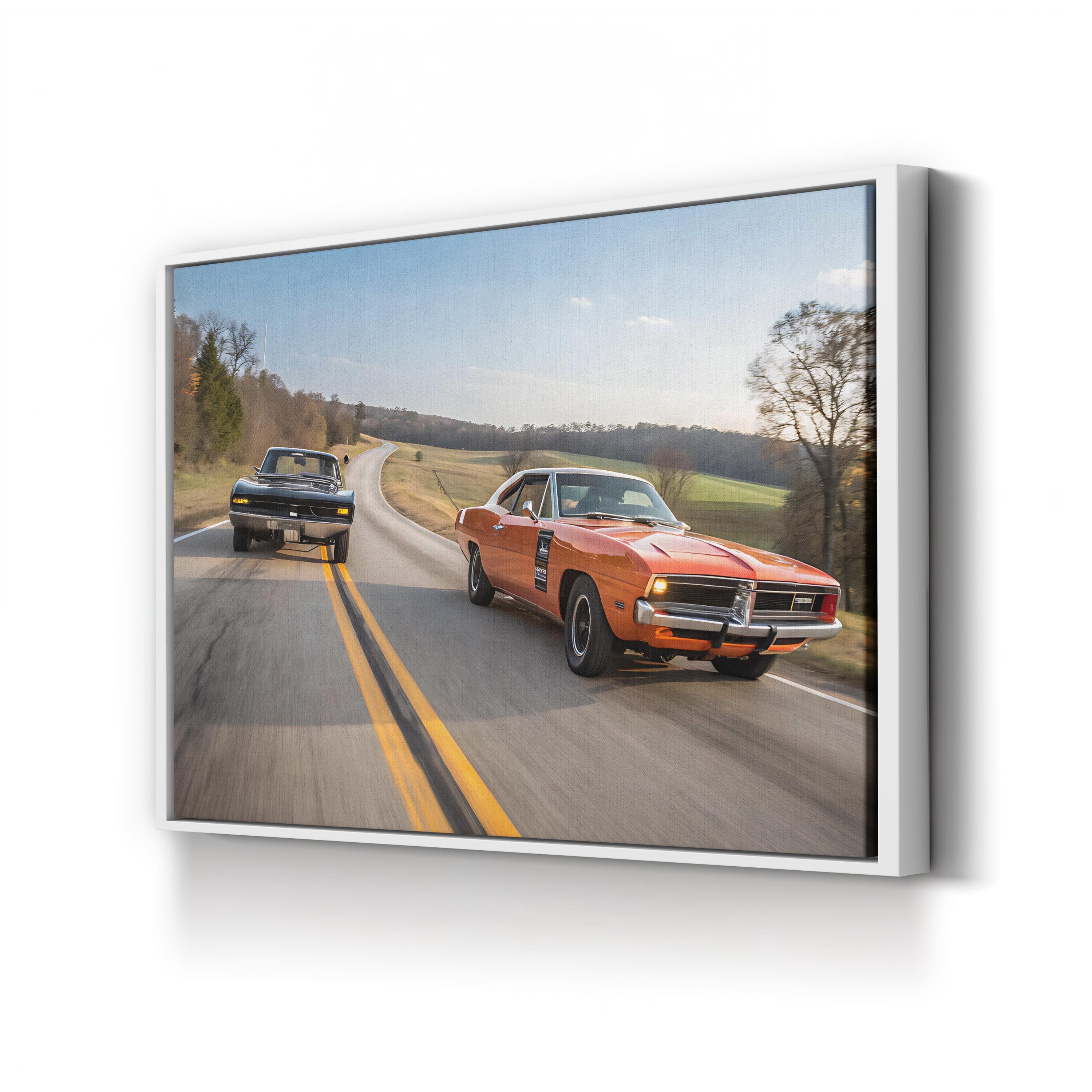 Smokey Muscle Car – Vintage Photography Wall Art | American Racing Canvas Print