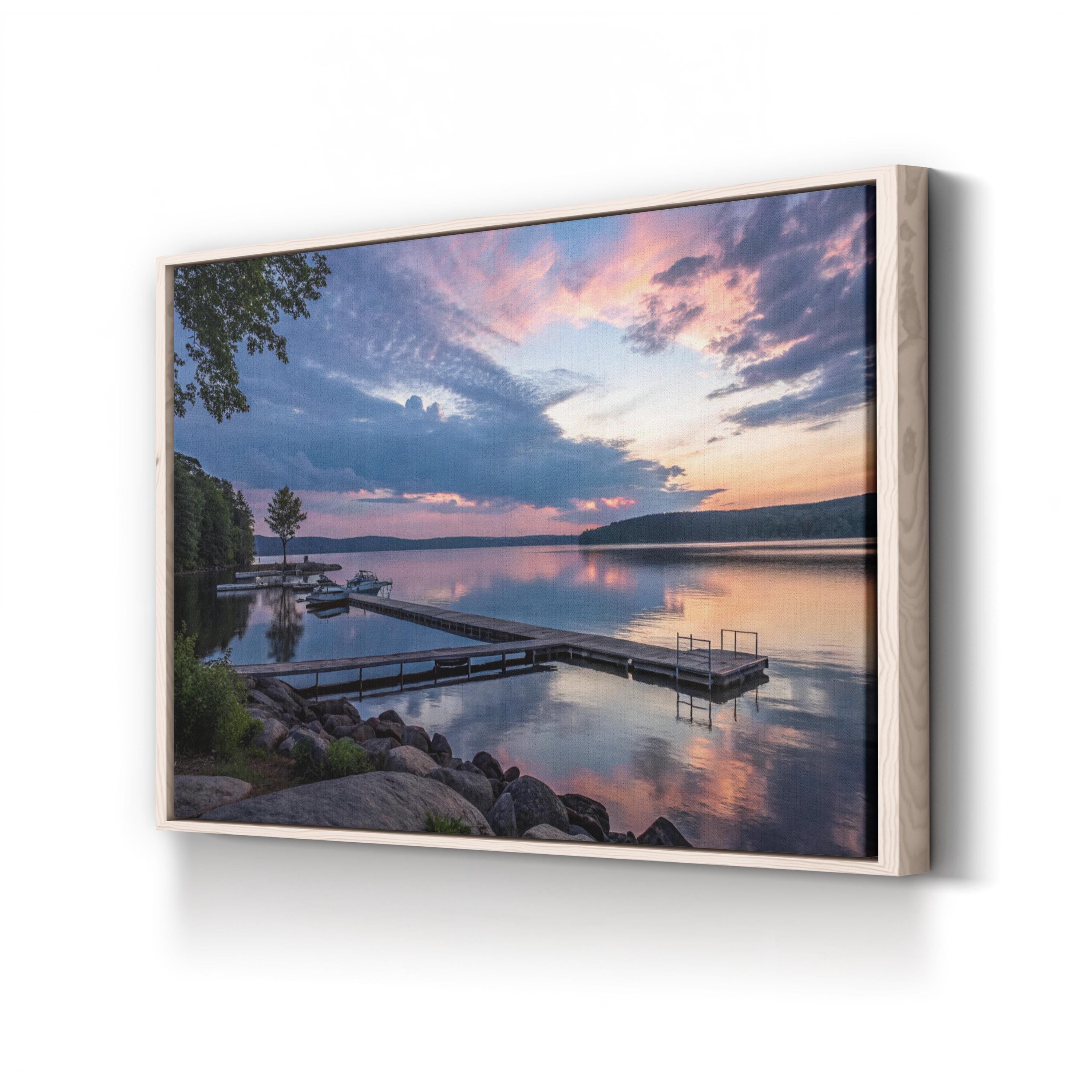 Tranquil Lake Sunset Canvas Wall Art — Peaceful Lakeside Reflection Print