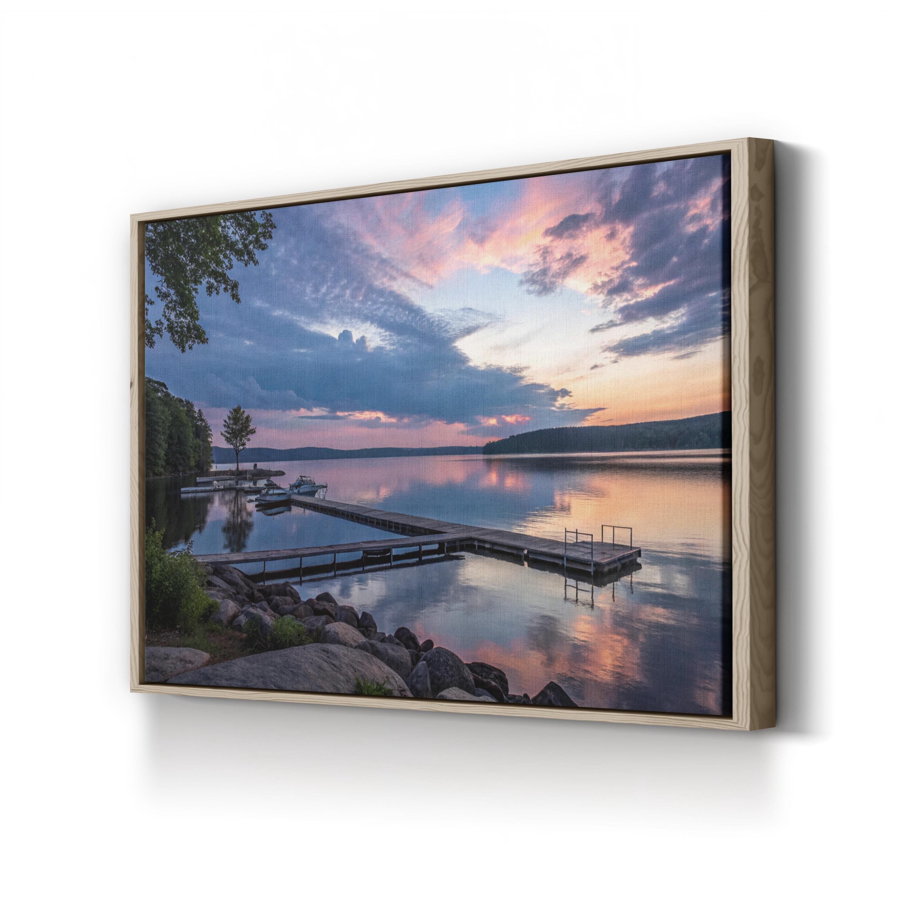 Tranquil Lake Sunset Canvas Wall Art — Peaceful Lakeside Reflection Print