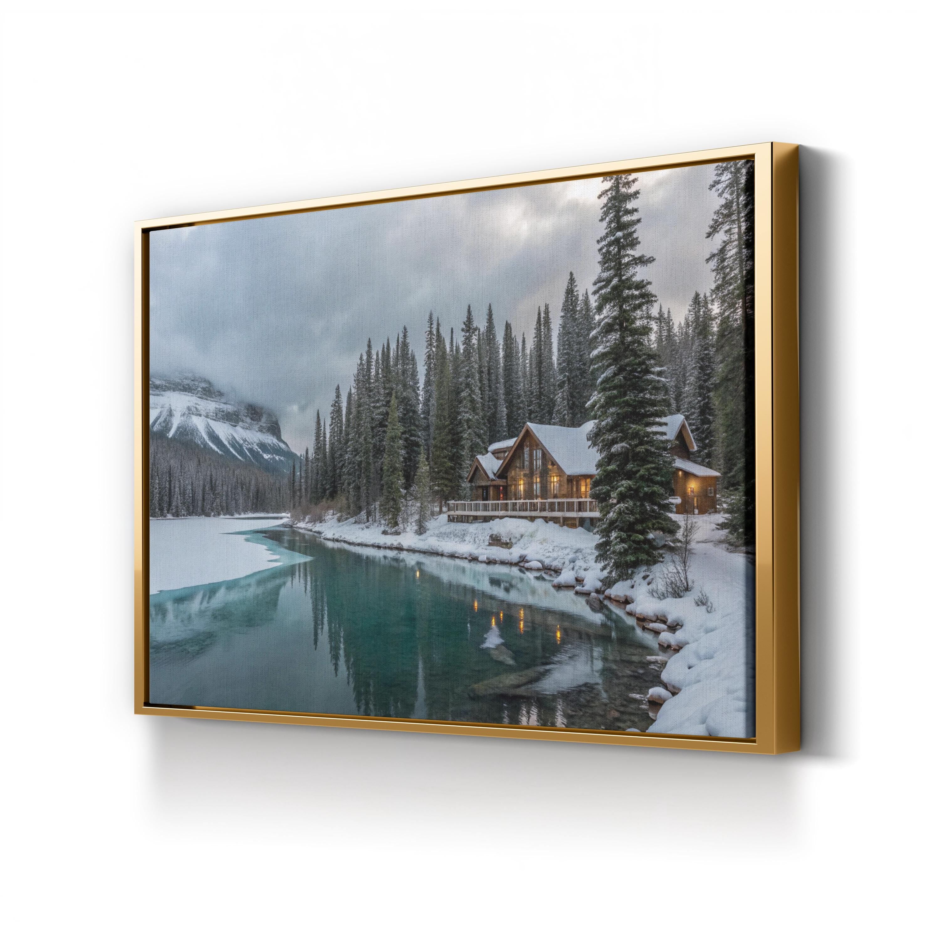 Winter Wonderland Emerald Lake Lodge – Vintage Photography Wall Art | Snowy Landscape Canvas Print