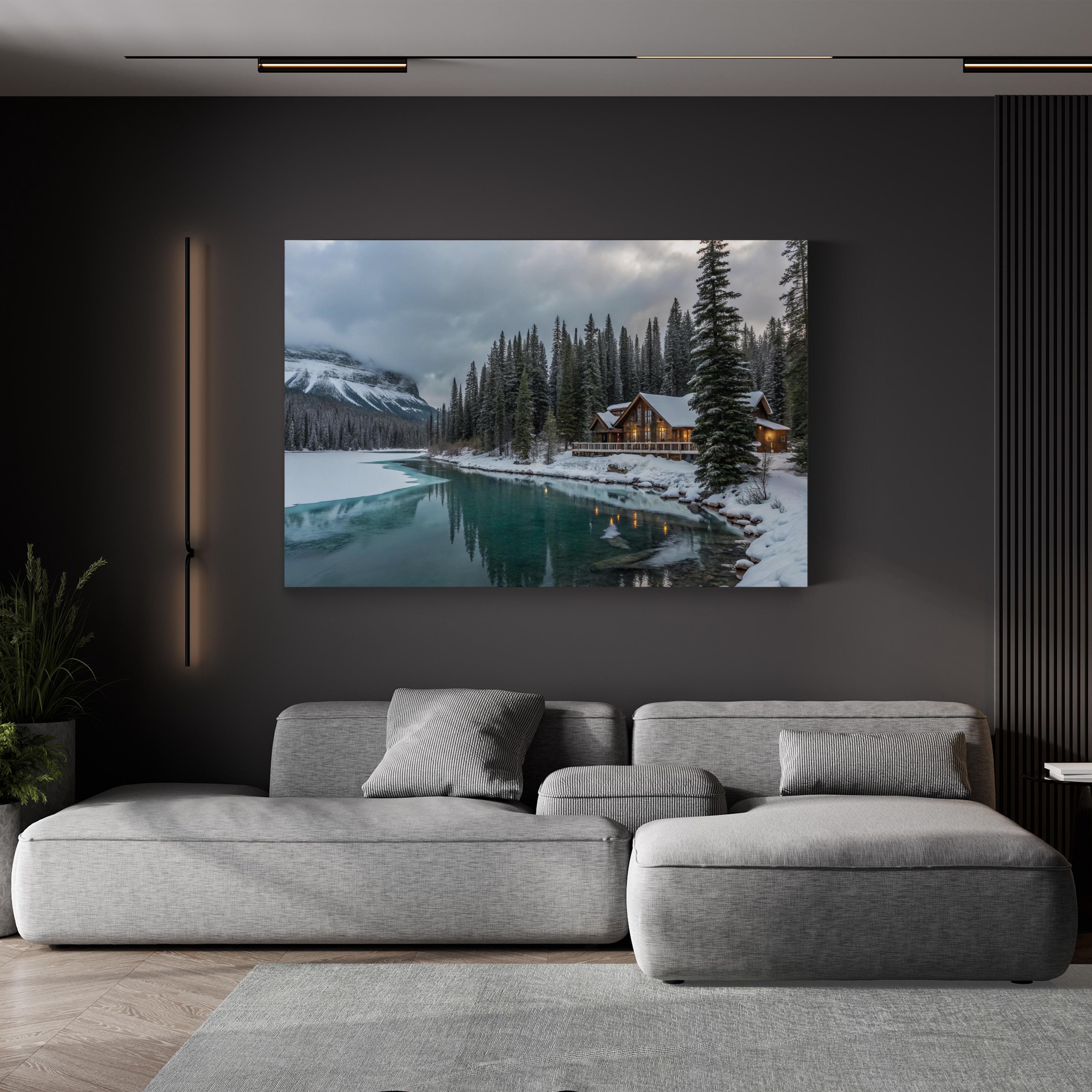 Winter Wonderland Emerald Lake Lodge – Vintage Photography Wall Art | Snowy Landscape Canvas Print
