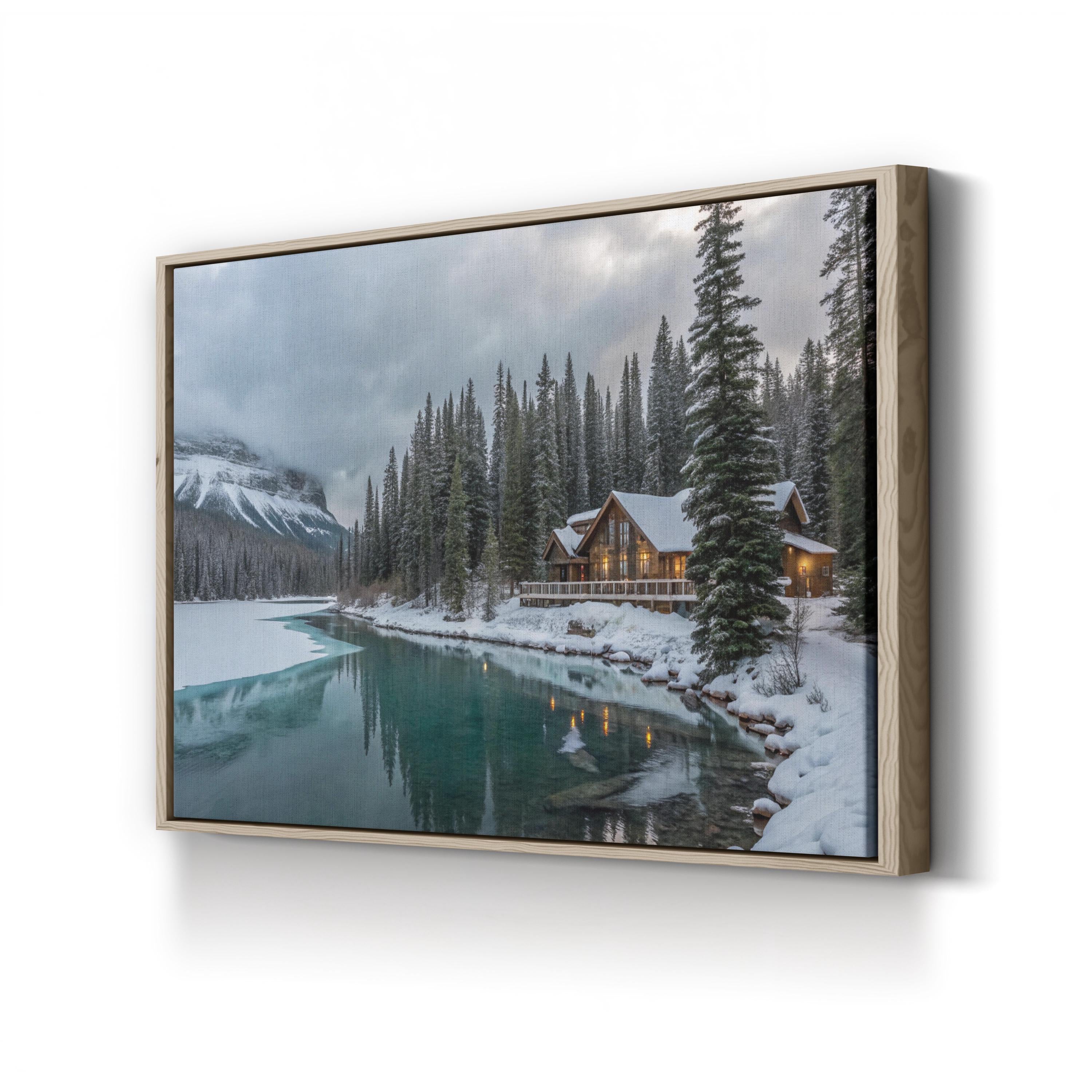 Winter Wonderland Emerald Lake Lodge – Vintage Photography Wall Art | Snowy Landscape Canvas Print