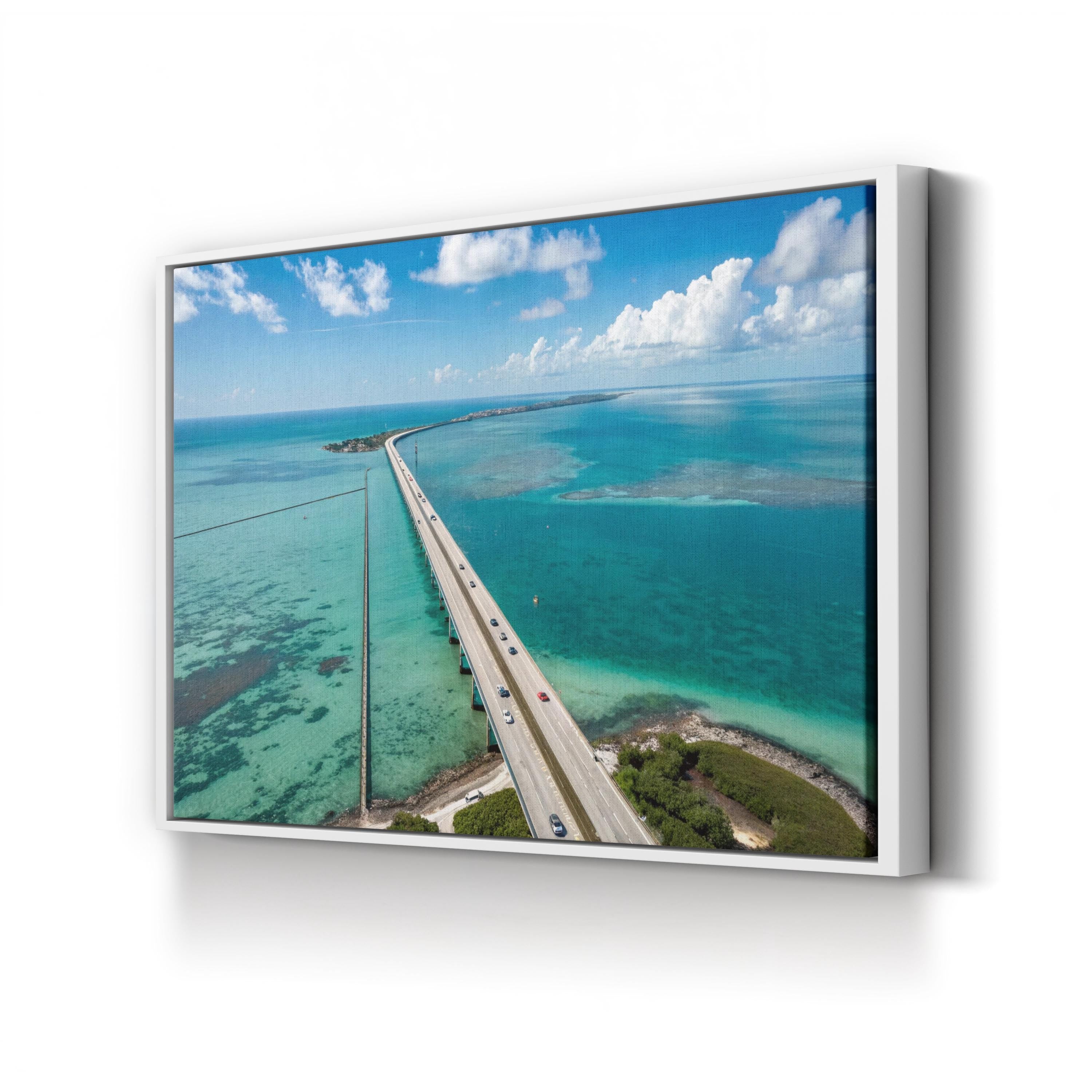 Florida Keys Aerial Canvas Print – Coastal Bridge Seascape