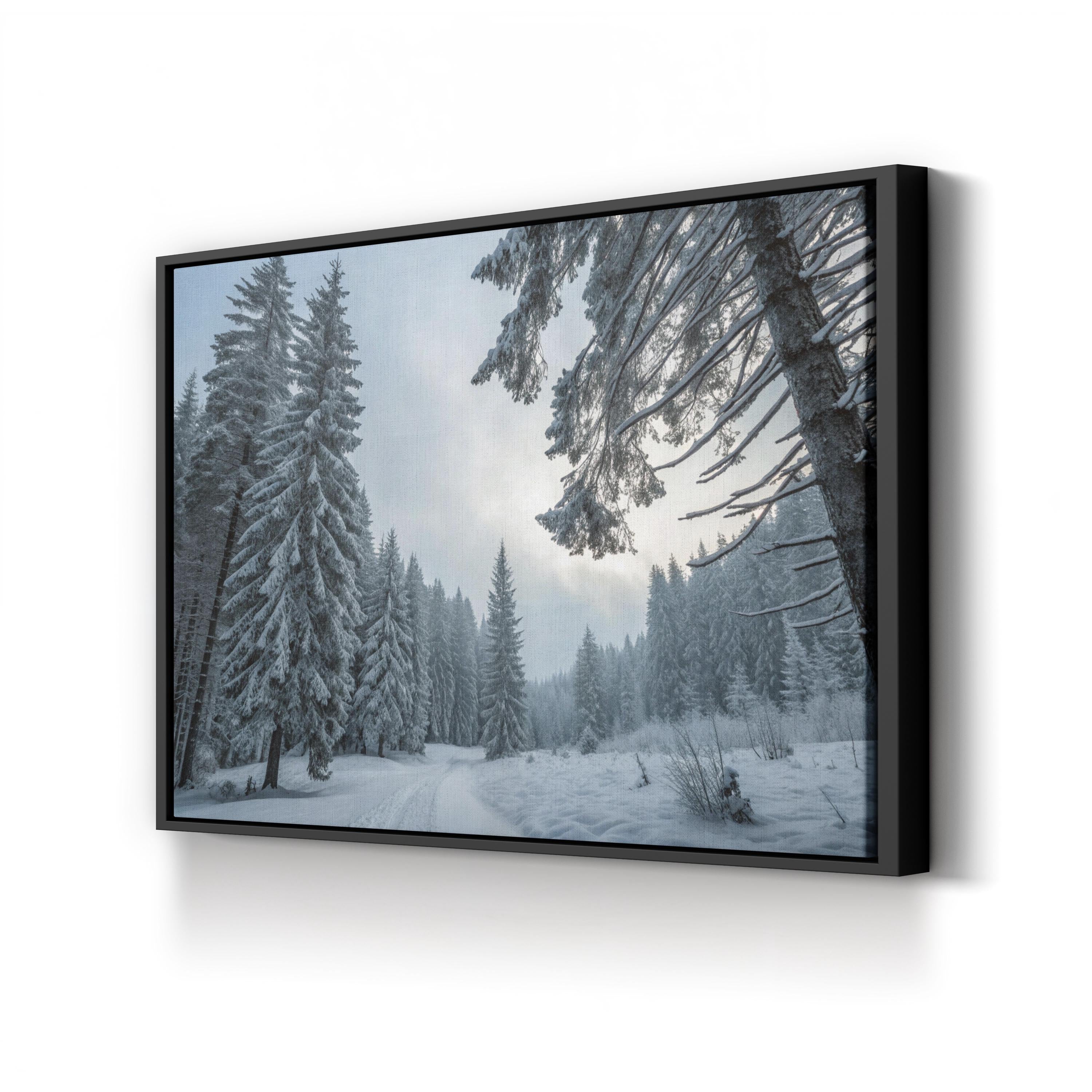 Winter Forest Snow Trees – Vintage Photography Wall Art | Cozy Landscape Canvas Print