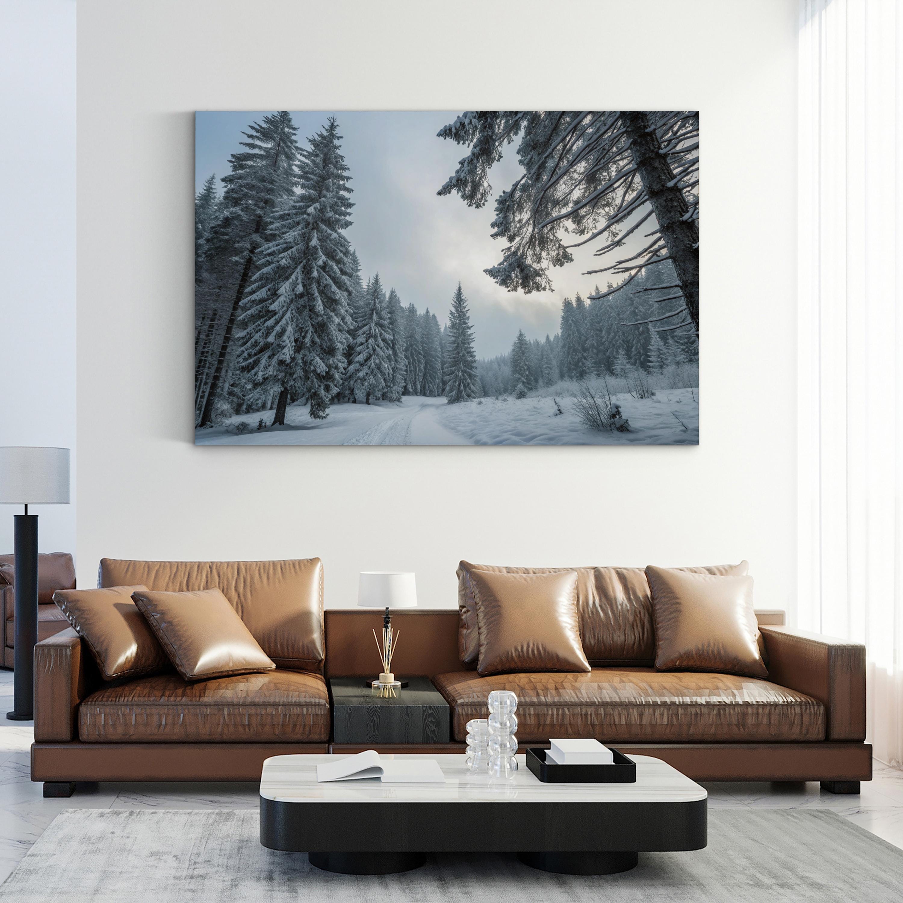 Winter Forest Snow Trees – Vintage Photography Wall Art | Cozy Landscape Canvas Print