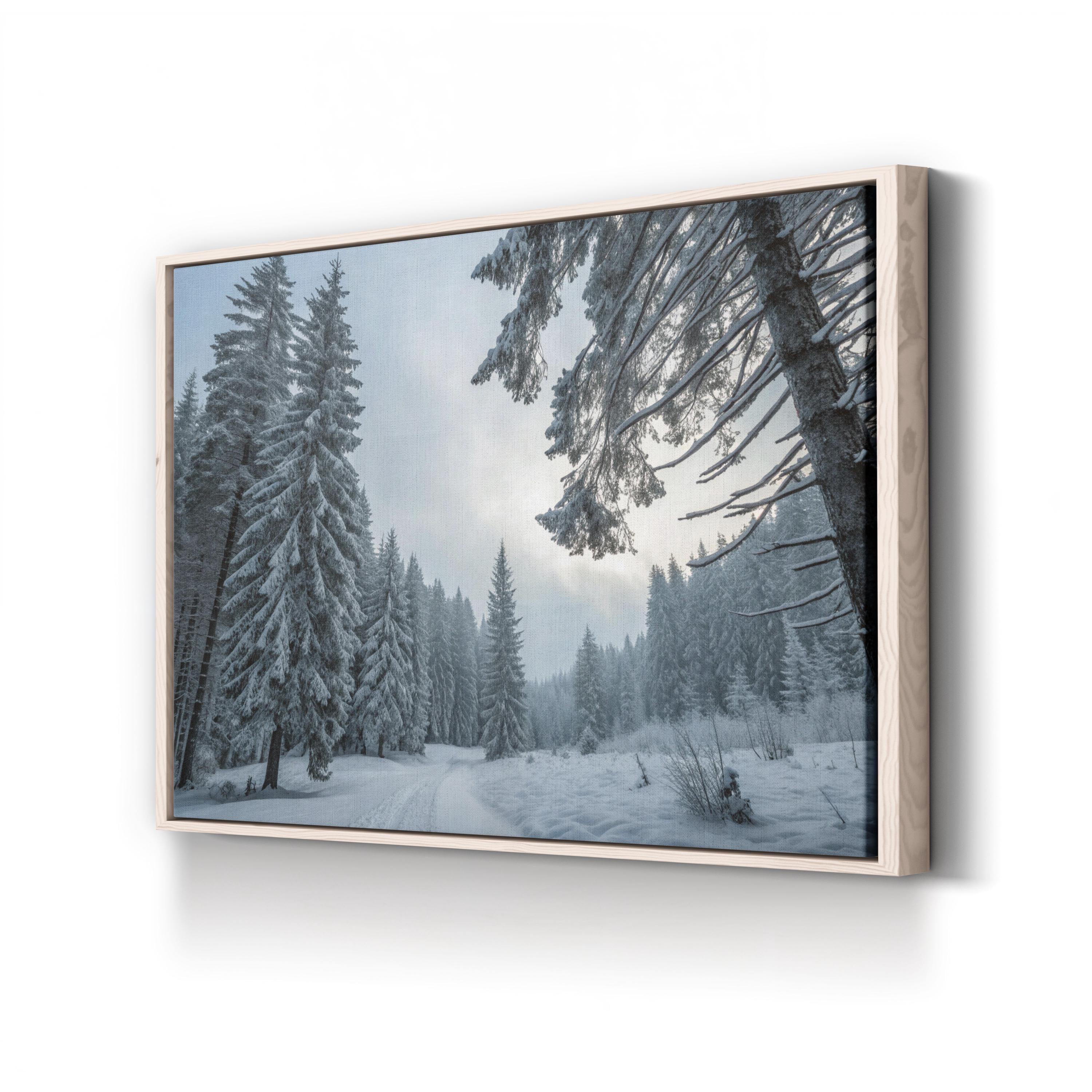 Winter Forest Snow Trees – Vintage Photography Wall Art | Cozy Landscape Canvas Print