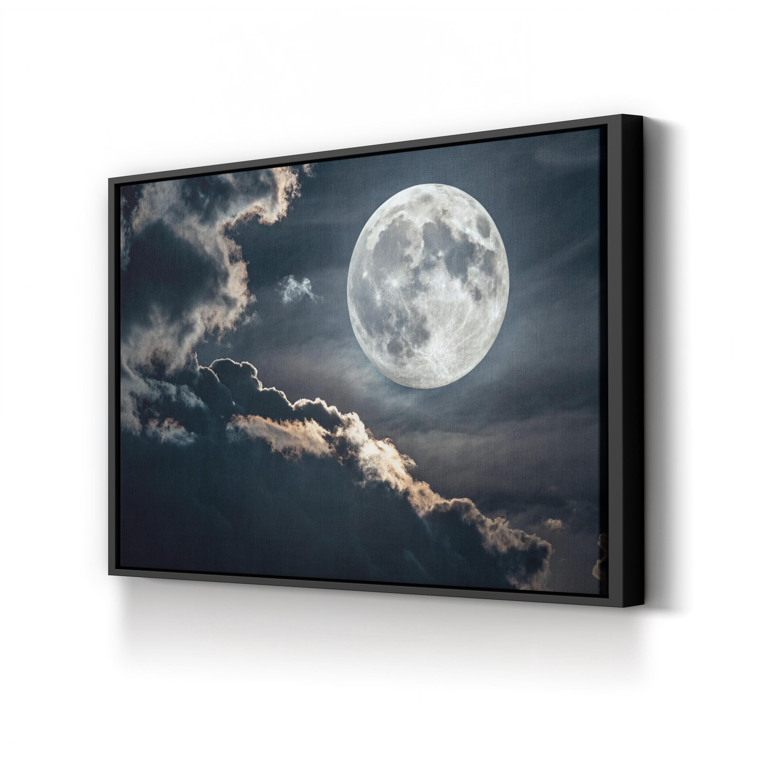 Luminous Full Moon – Vintage Photography Wall Art | Celestial Night Canvas Print