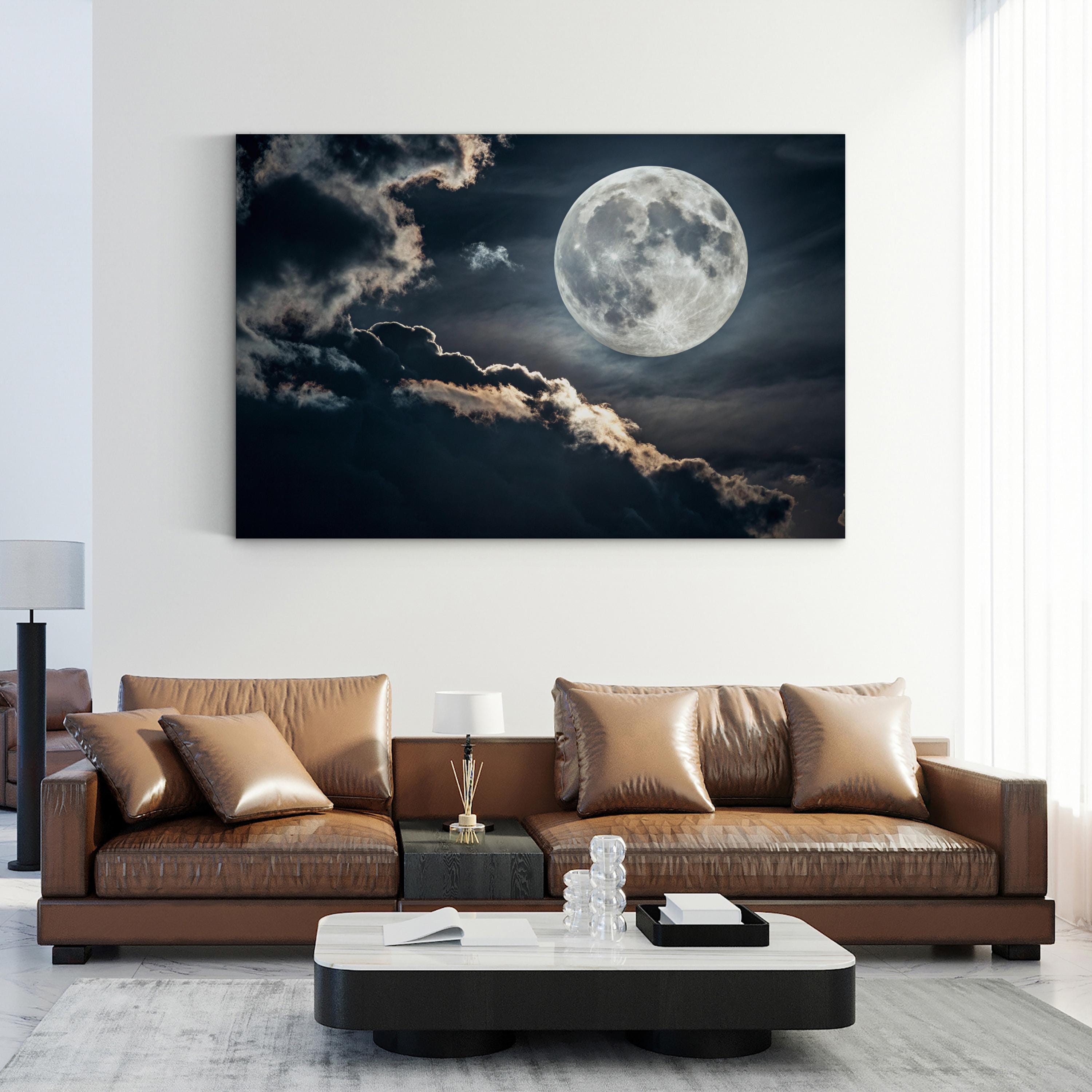 Luminous Full Moon – Vintage Photography Wall Art | Celestial Night Canvas Print