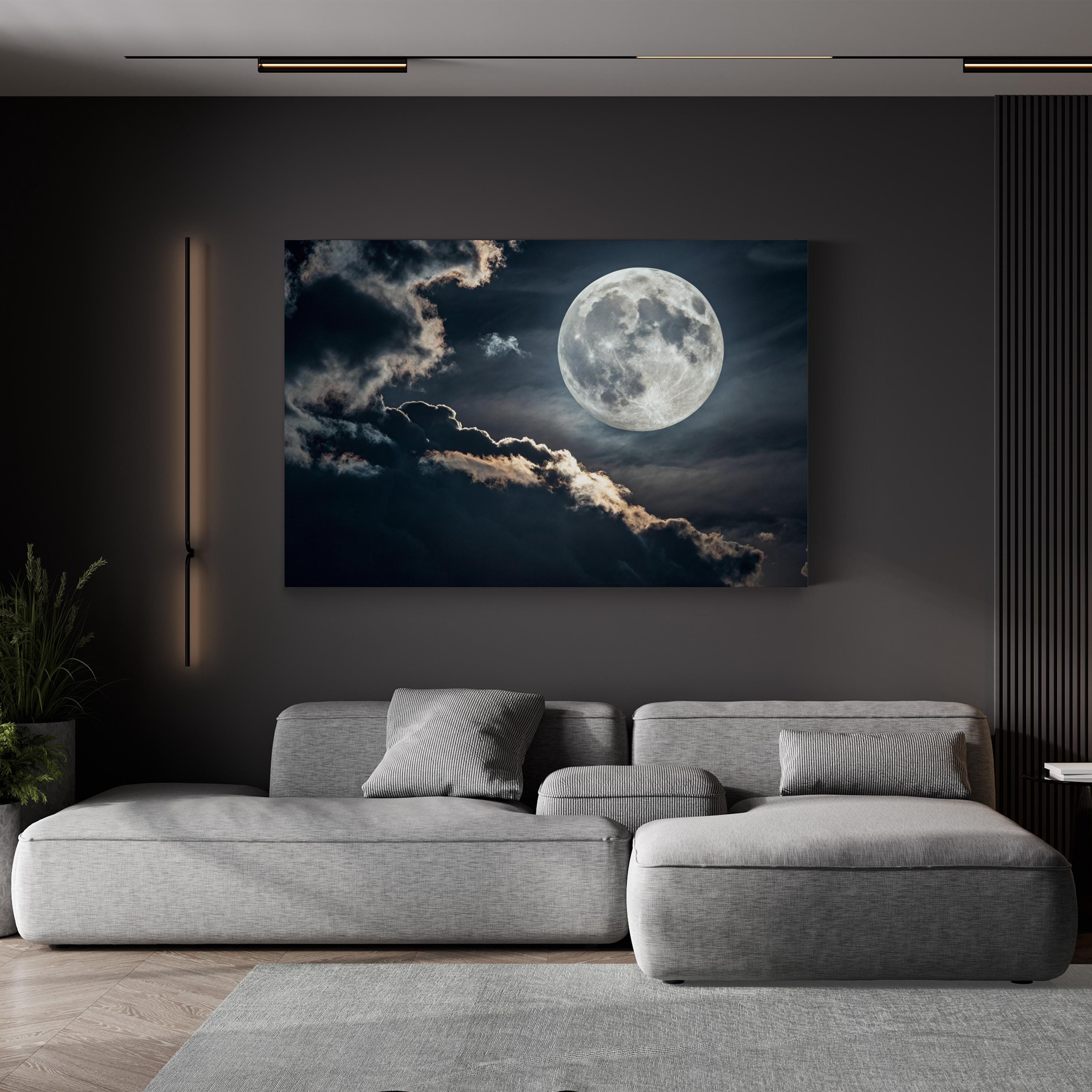 Luminous Full Moon – Vintage Photography Wall Art | Celestial Night Canvas Print