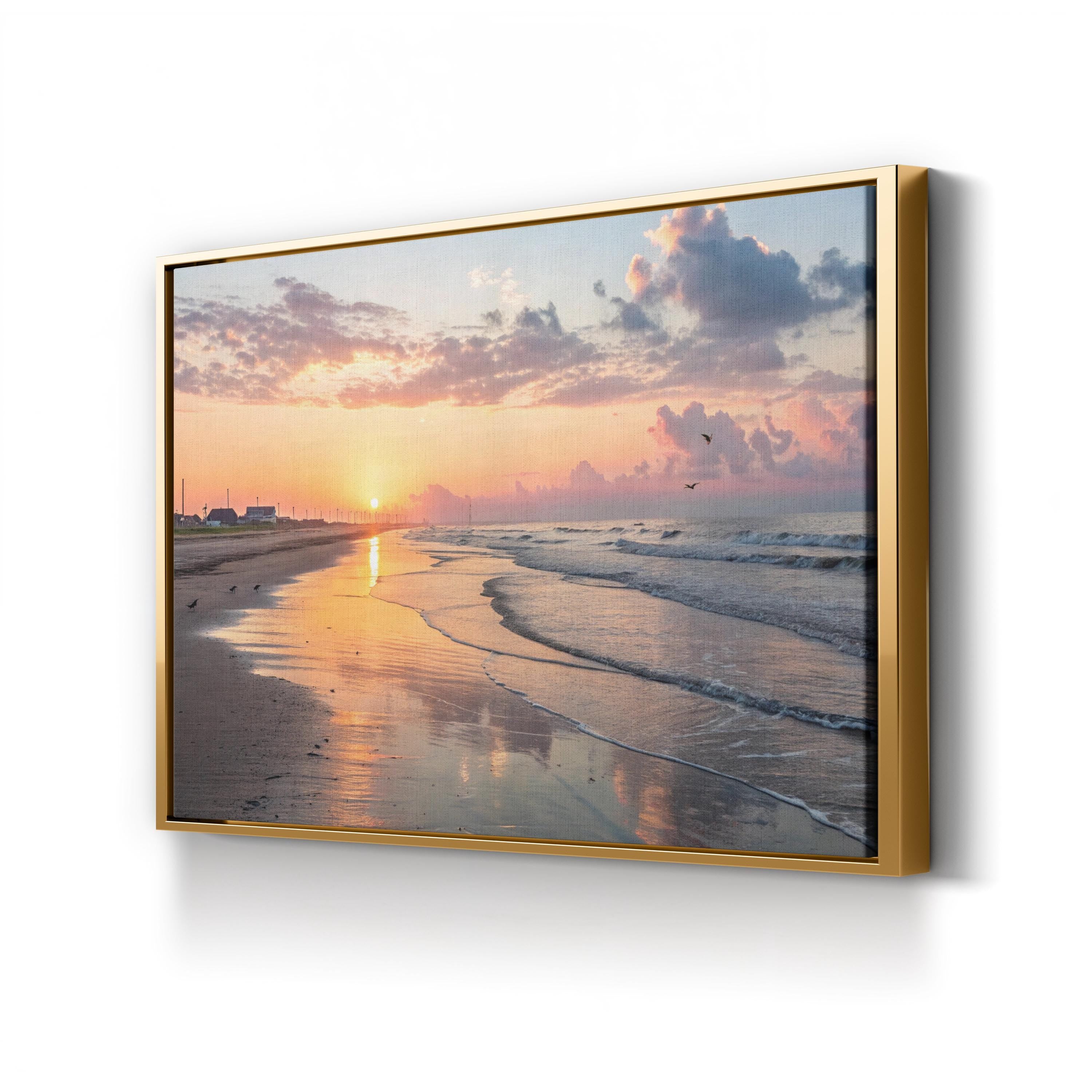 Galveston Island Sunset Wall Art — Coastal Texas Seascape Canvas Print