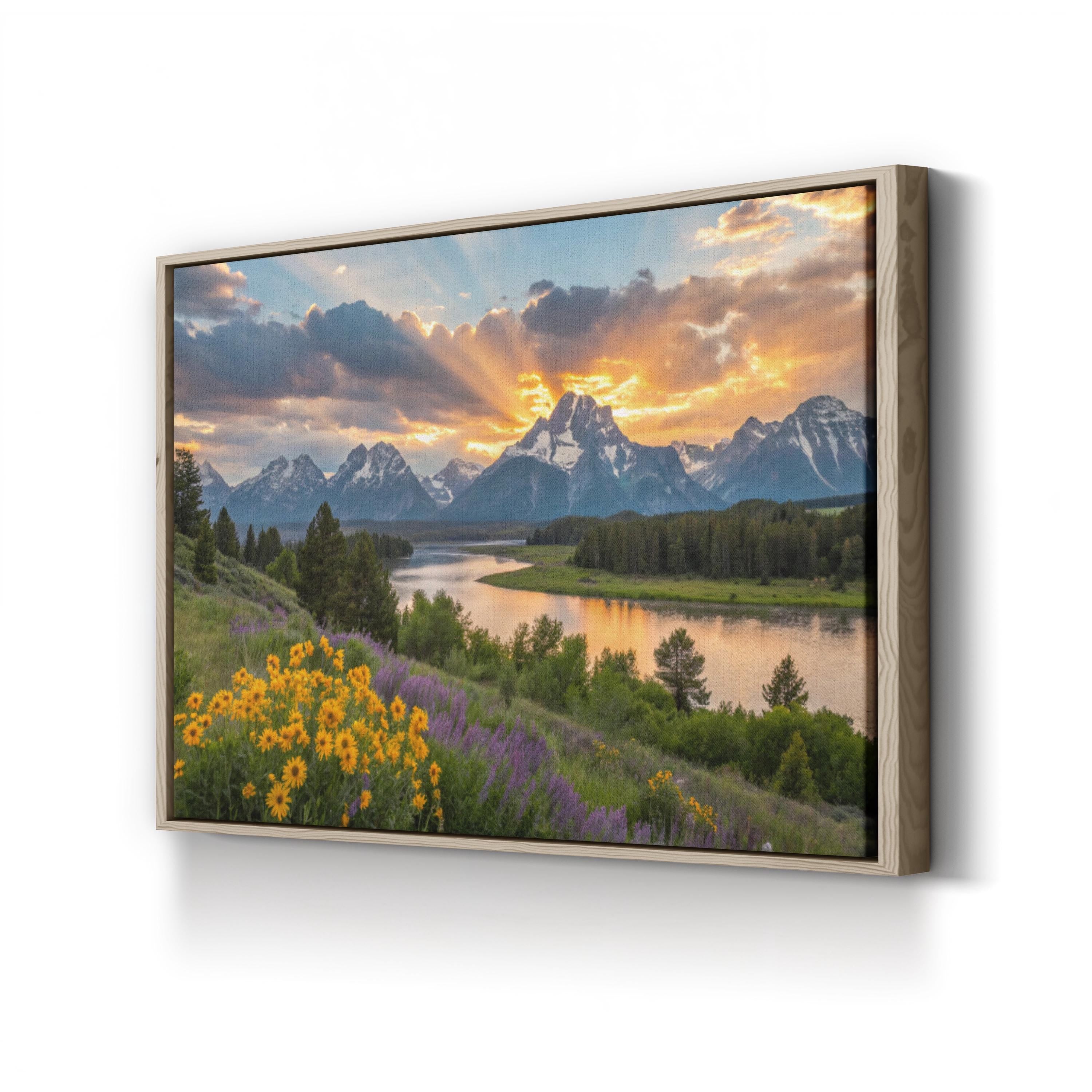 Grand Tetons Sunset Reflection – Vintage Photography Wall Art | Mountain Landscape Canvas Print