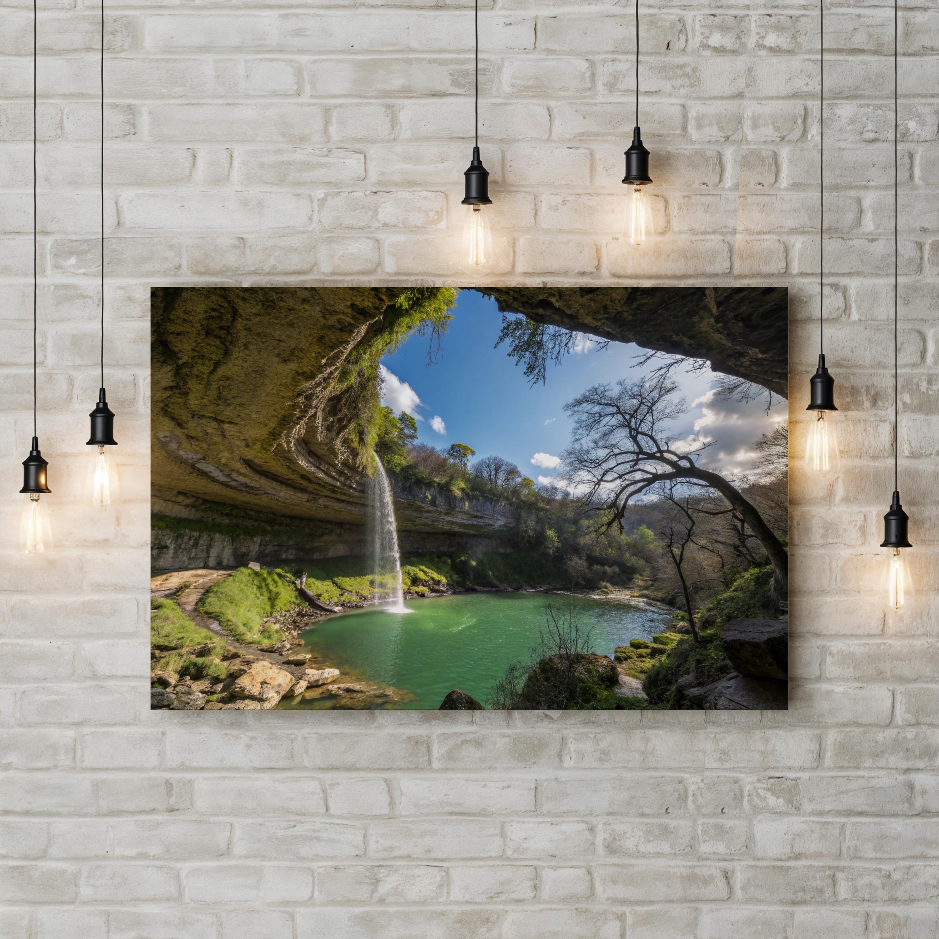 Hamilton Pool Waterfall – Vintage Photography Wall Art | Texas Nature Canvas Print