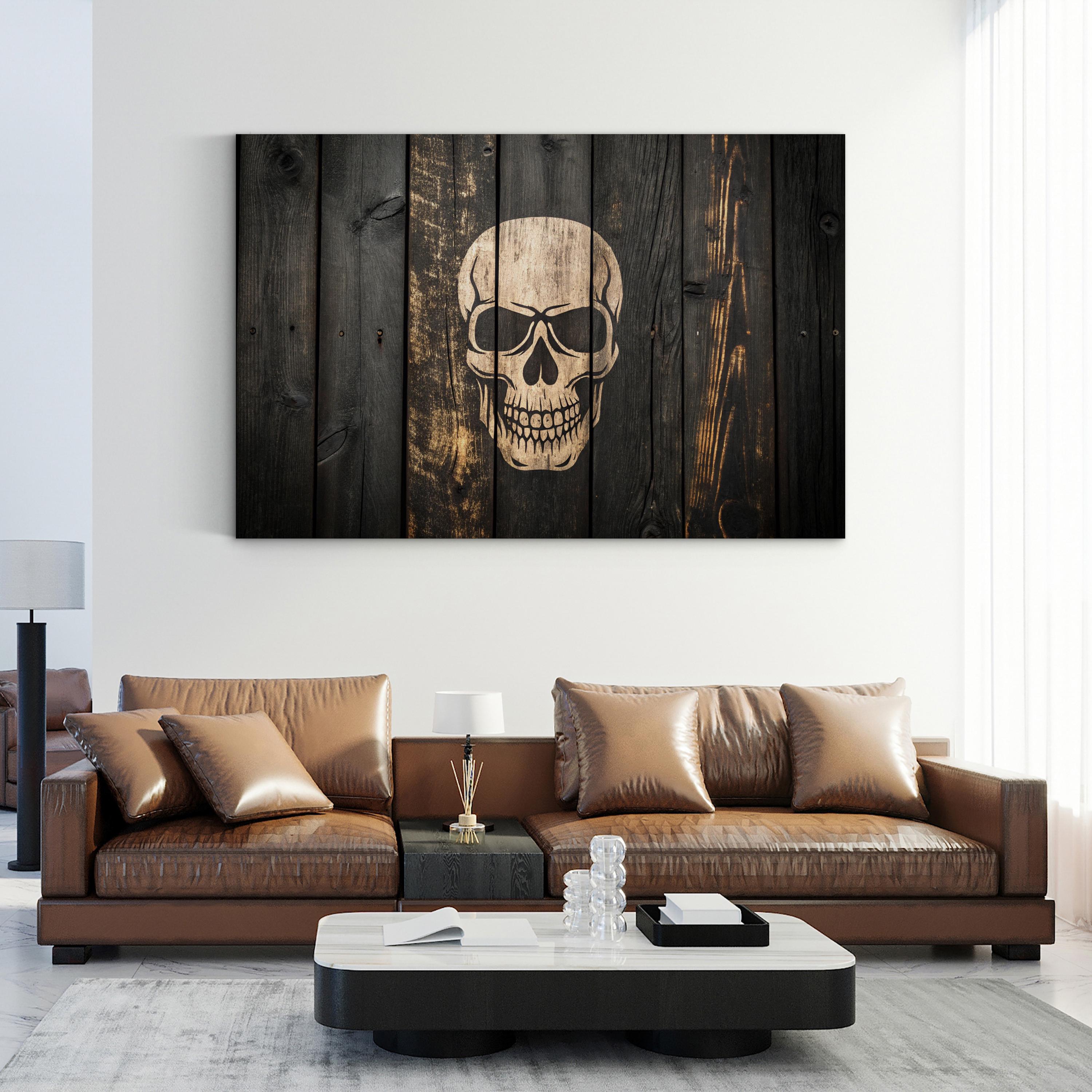 Distressed Skull Gothic – Period Illustration Wall Art | Dark Memento Mori Canvas Print