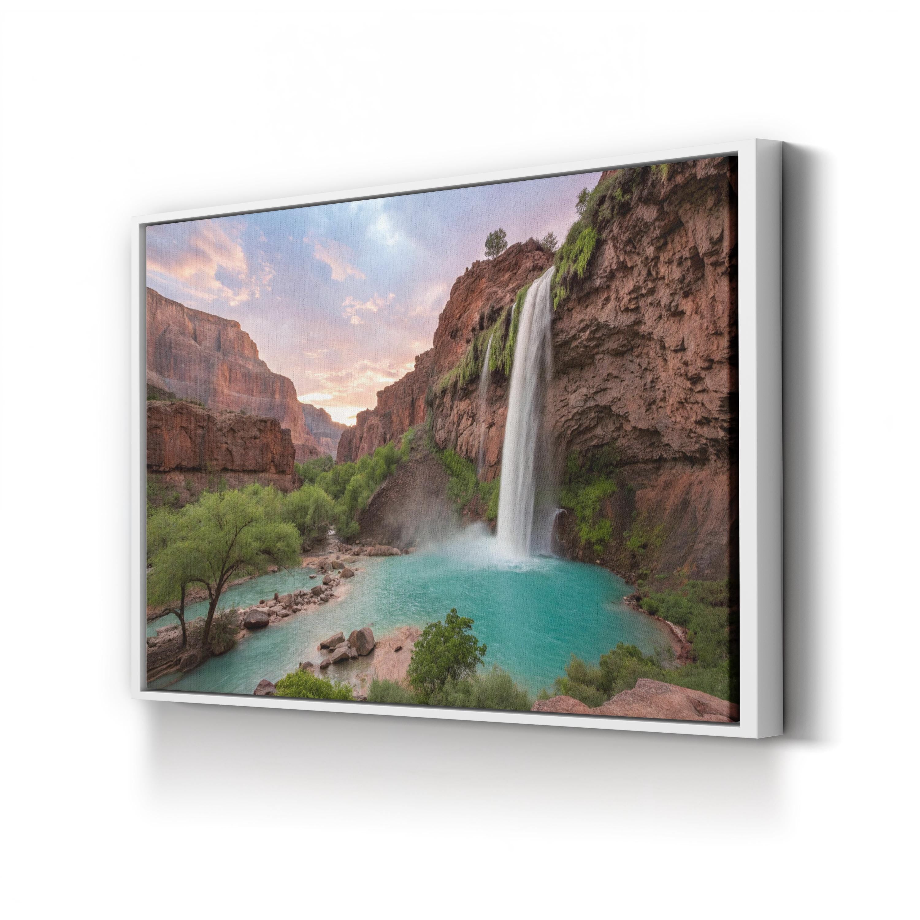 Havasu Falls Arizona – Vintage Photography Wall Art | Turquoise Waterfall Canvas Print