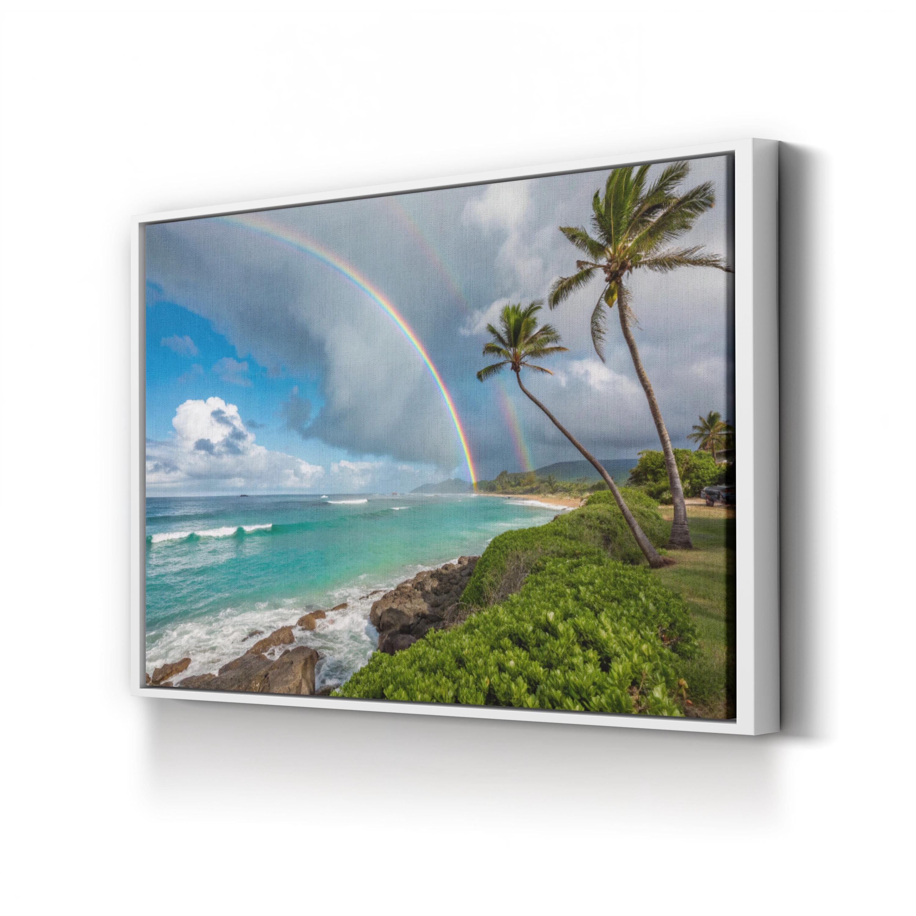 Hawaiian Beach Shoreline Wall Art — Tropical Island Seascape Canvas Print