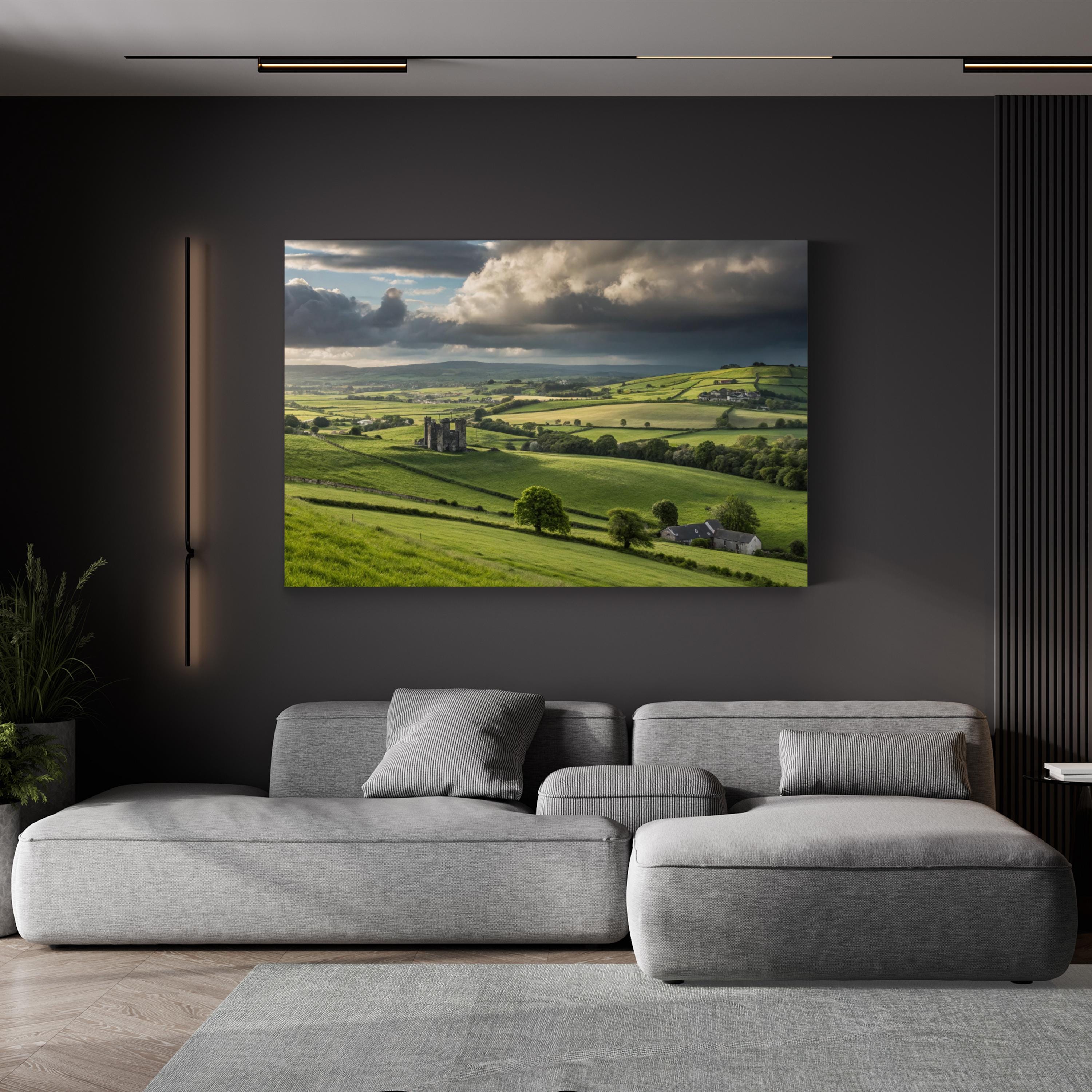 Irish Countryside Green Hills – Vintage Photography Wall Art | Landscape Canvas Print