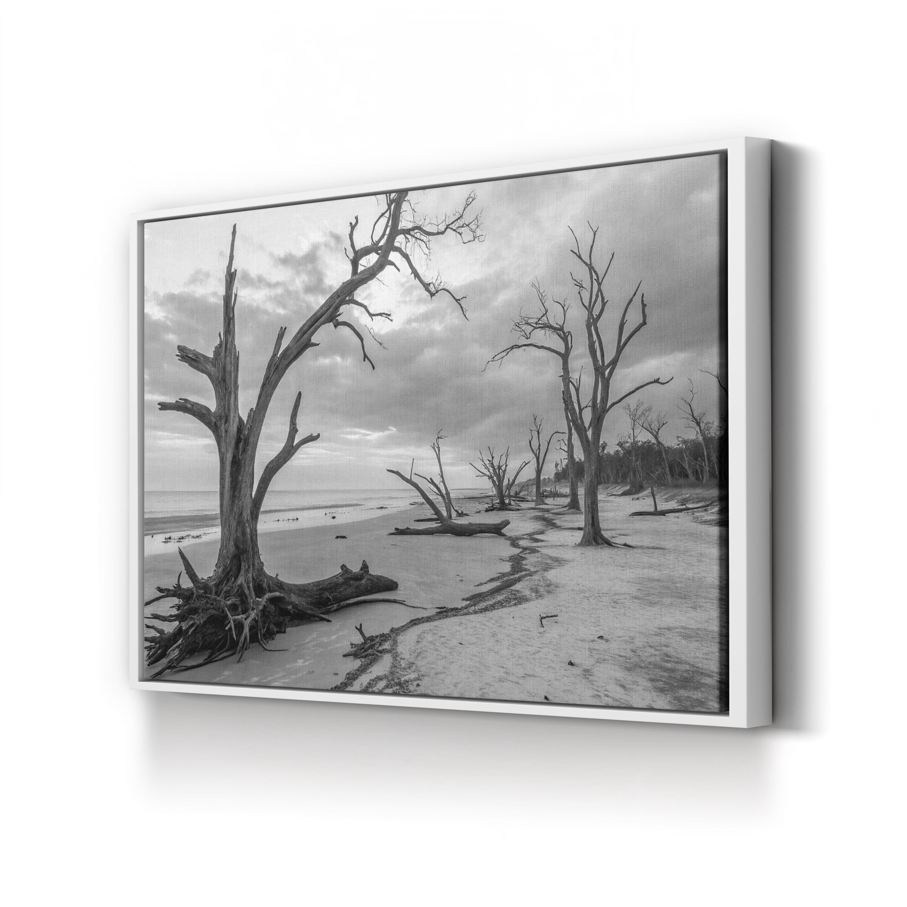 Jekyll Island Beach – Vintage Photography Wall Art | Black & White Coastal Canvas Print